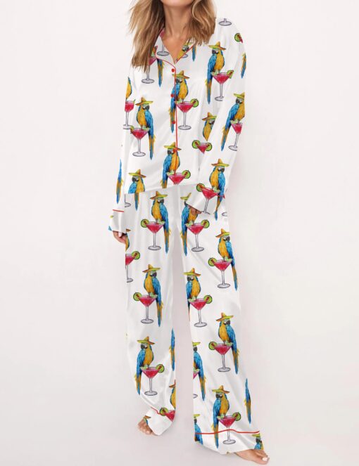 Parrot Margarita Silky Satin Pajama Set For Women - Image 6