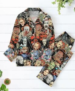 Horror Characters Pajamas Set, Halloween Holiday Pajamas, Scary Movie Pjs