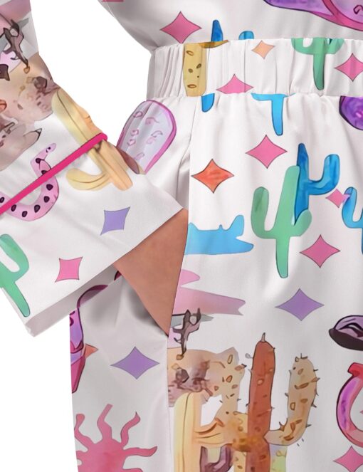 Colorful Cowgirl Satin Pajama Set For Women - Image 6
