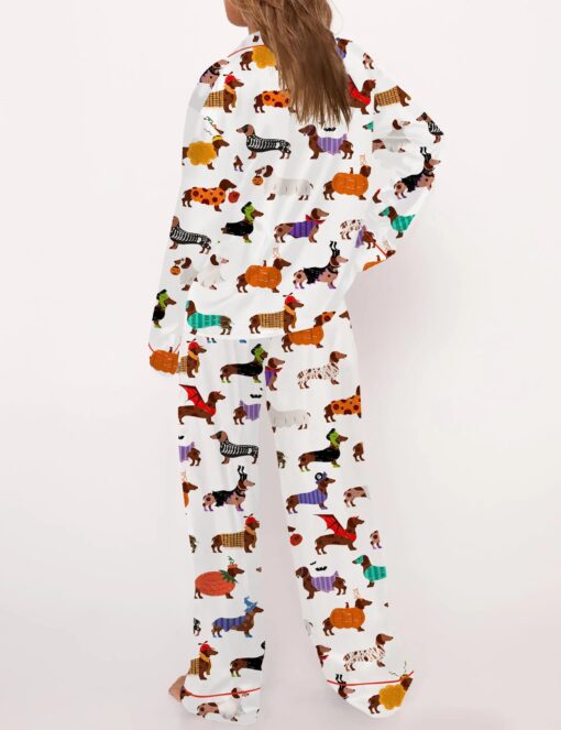 Halloween Dachshund Silky Satin Pajama Set For Women - Image 5