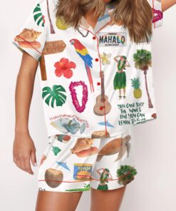 Hawaii Planner Satin Pajama Set For Women