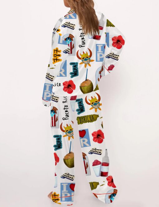 Puerto Rico Travel Satin Pajama Set For Women - Image 6