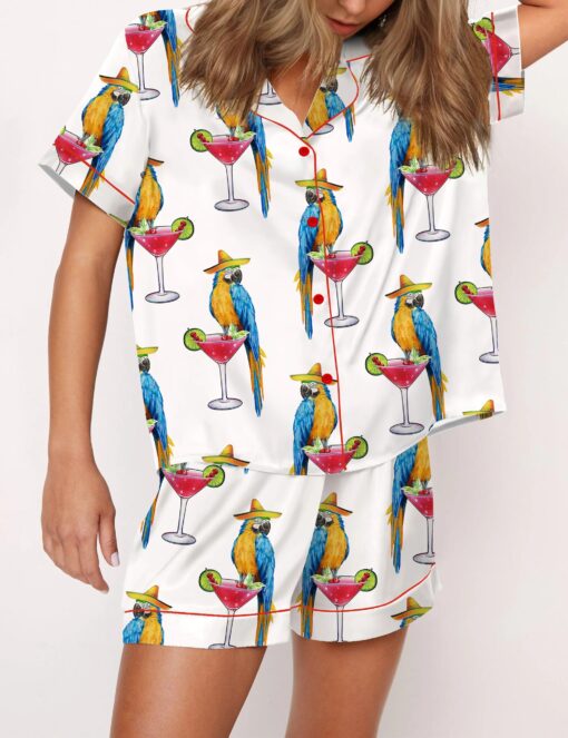 Parrot Margarita Silky Satin Pajama Set For Women - Image 3