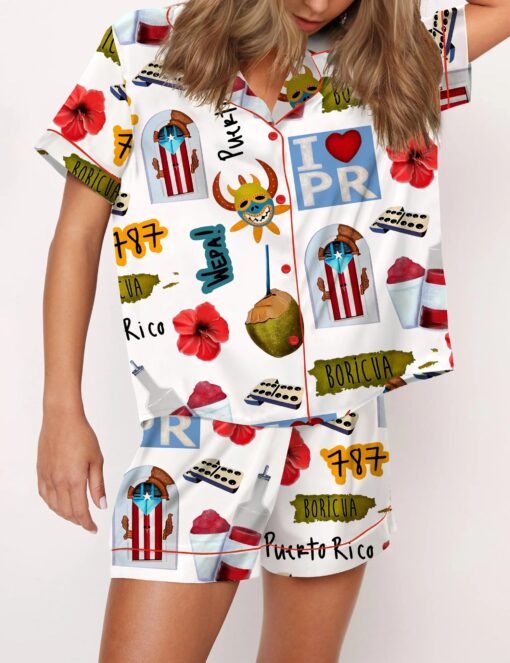 Puerto Rico Travel Satin Pajama Set For Women - Image 2