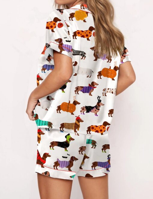 Halloween Dachshund Silky Satin Pajama Set For Women - Image 2