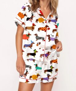 Halloween Dachshund Silky Satin Pajama Set For Women