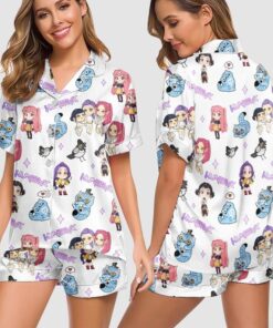 Kpop Demon Hunters Satin Pajama Set, Derpy the Tiger And Bird Sleepwear