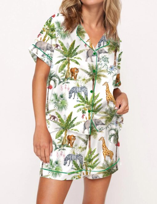 Safari Animal Satin Pajama Set For Women - Image 6