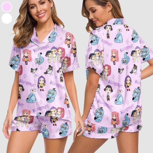 Kpop Demon Hunters Satin Pajama Set, Derpy the Tiger And Bird Sleepwear - Image 2