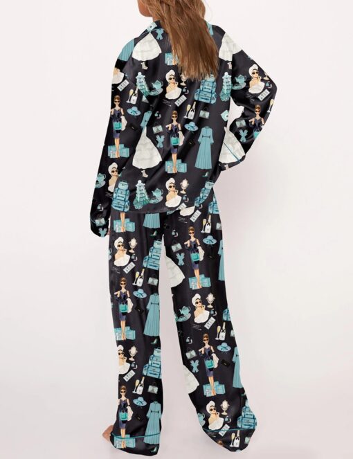 Breakfast At Tiffany's Print Satin Pajama Set - Image 12