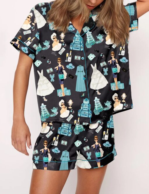 Breakfast At Tiffany's Print Satin Pajama Set - Image 7