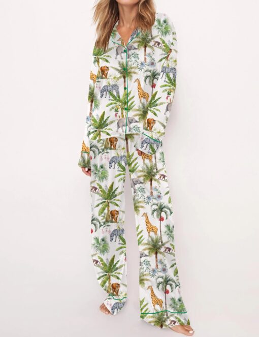 Safari Animal Satin Pajama Set For Women - Image 8