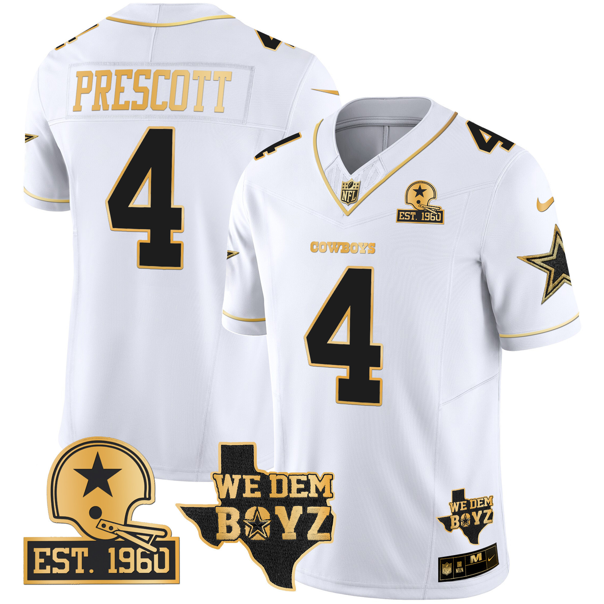 Men's Dallas Cowboys Est. 1960 & We Dem Boyz Patch Gold Vapor Limited Jersey V2 - All Stitched - Image 23