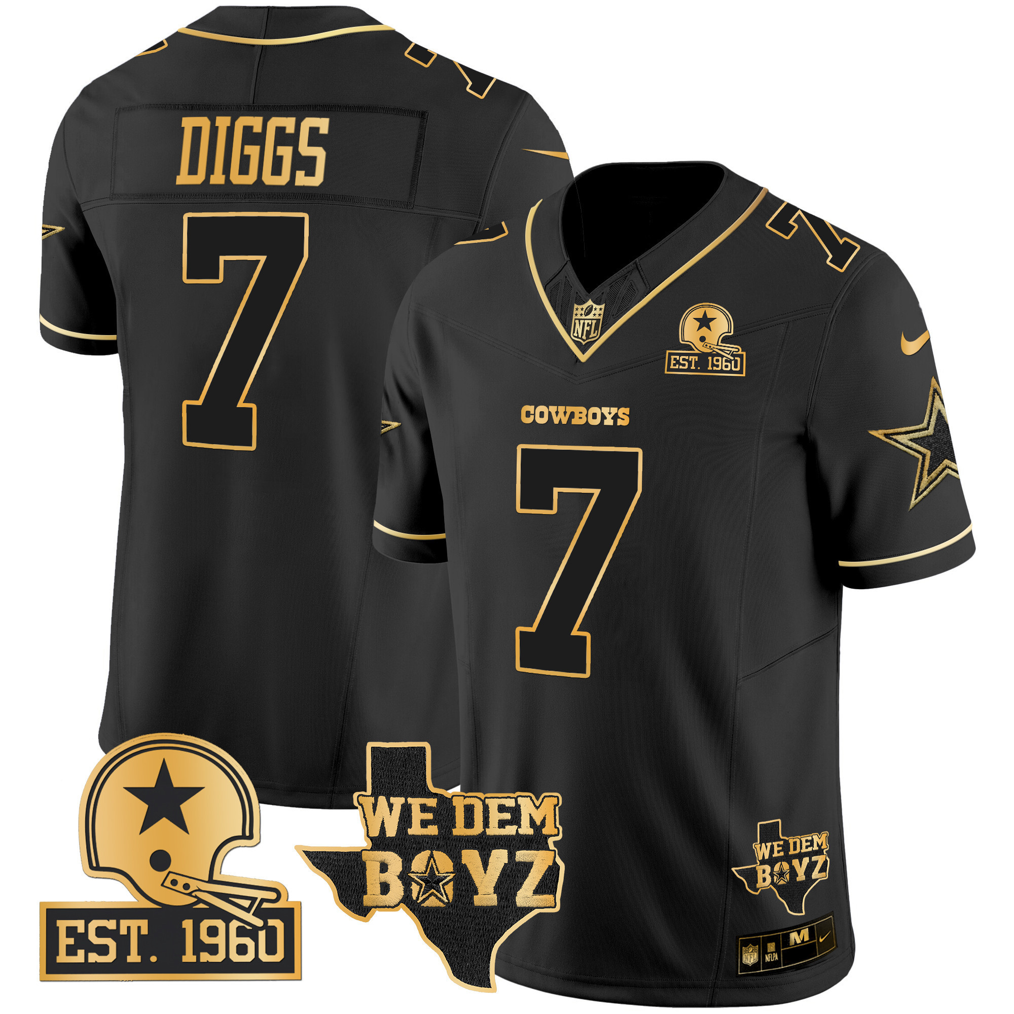 Men's Dallas Cowboys Est. 1960 & We Dem Boyz Patch Gold Vapor Limited Jersey V2 - All Stitched - Image 18