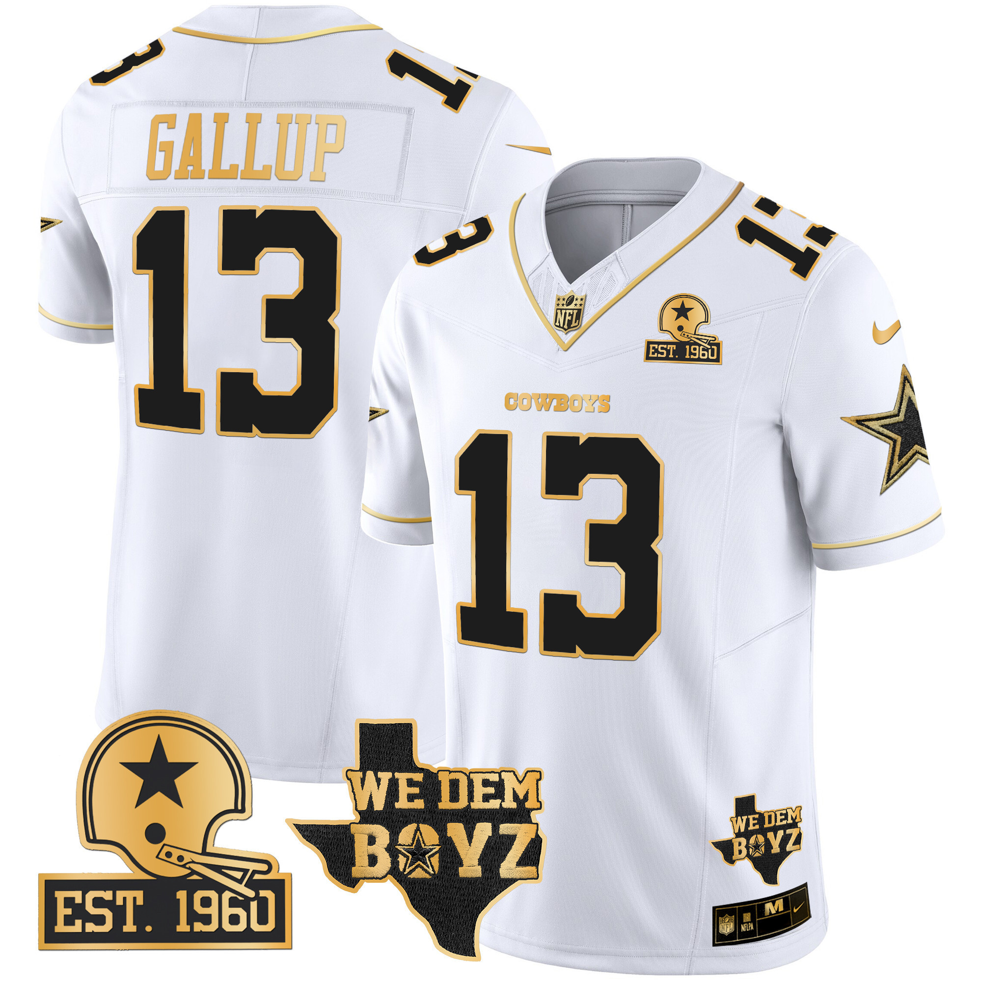Men's Dallas Cowboys Est. 1960 & We Dem Boyz Patch Gold Vapor Limited Jersey V2 - All Stitched - Image 27