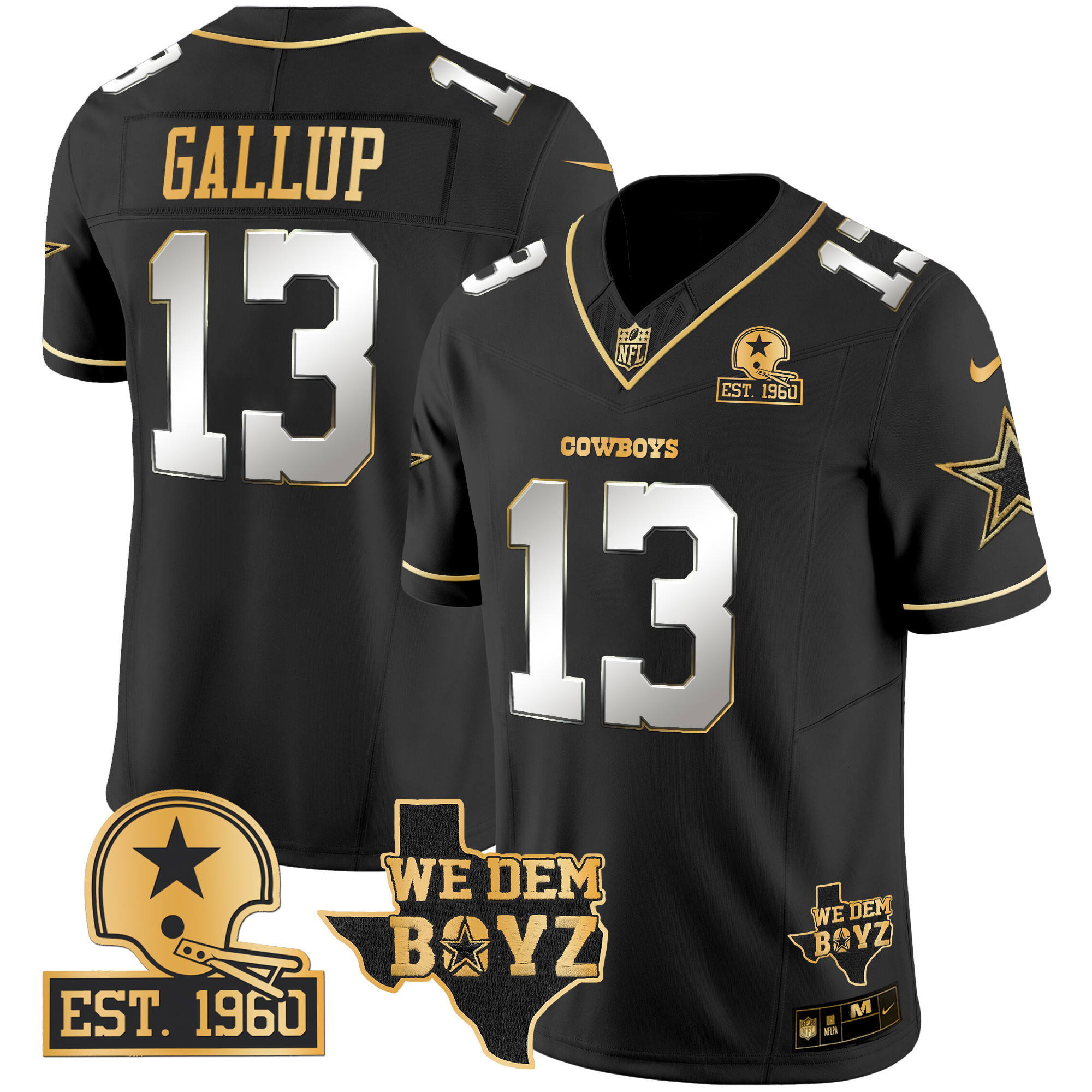 Men's Dallas Cowboys Est. 1960 & We Dem Boyz Patch Gold Vapor Limited Jersey V2 - All Stitched - Image 13