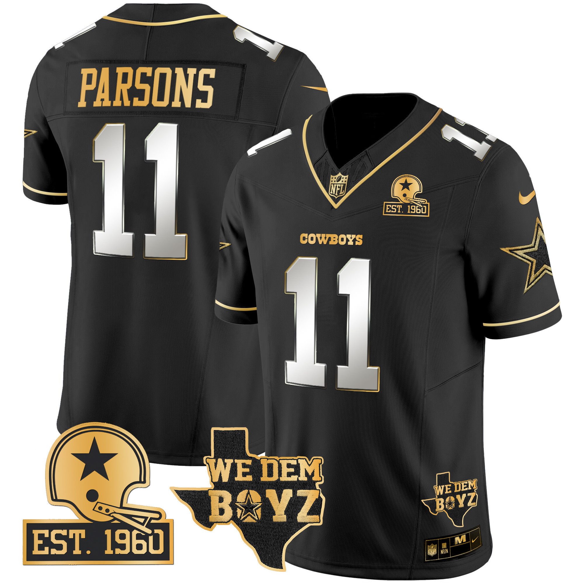 Men's Dallas Cowboys Est. 1960 & We Dem Boyz Patch Gold Vapor Limited Jersey V2 - All Stitched - Image 8