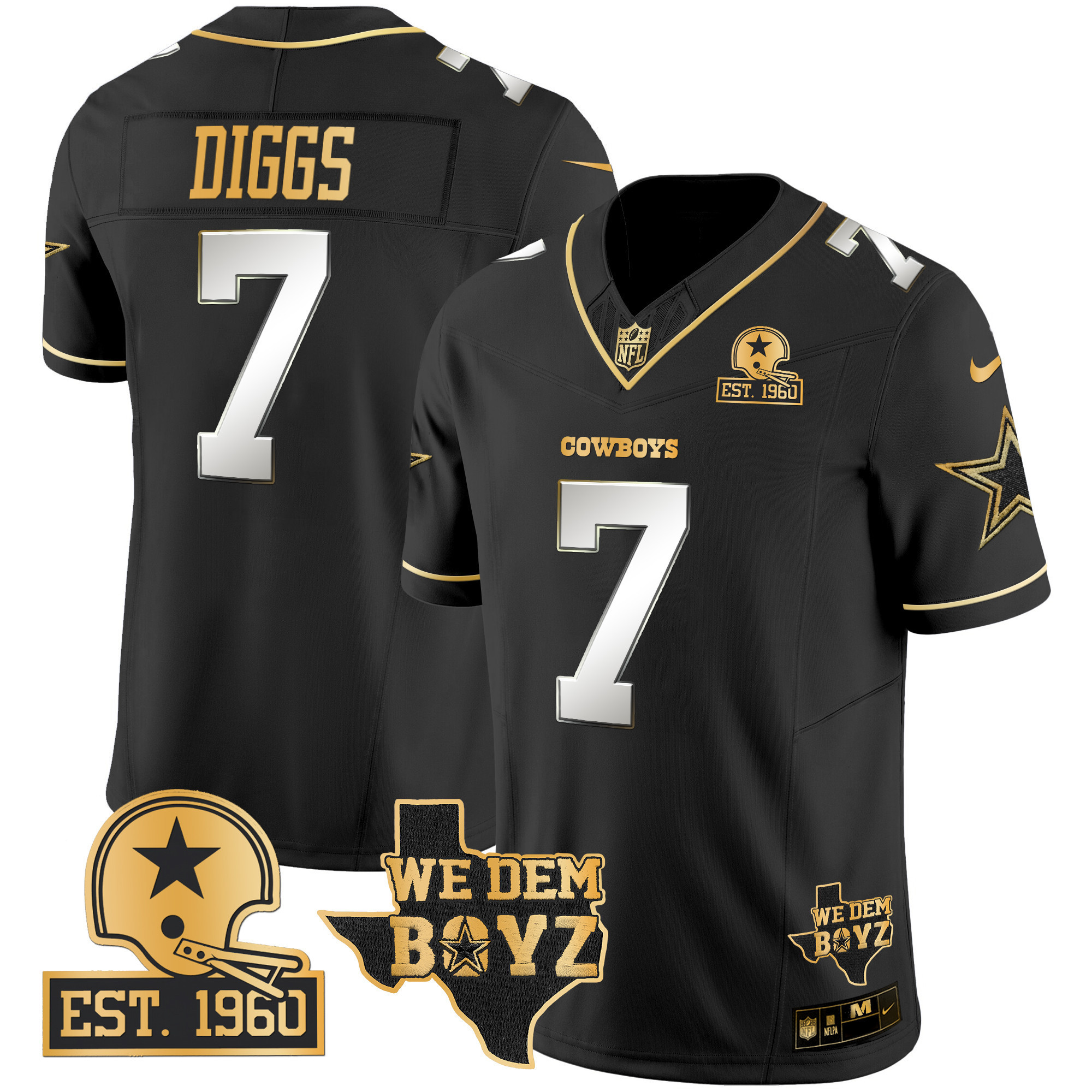 Men's Dallas Cowboys Est. 1960 & We Dem Boyz Patch Gold Vapor Limited Jersey V2 - All Stitched - Image 11