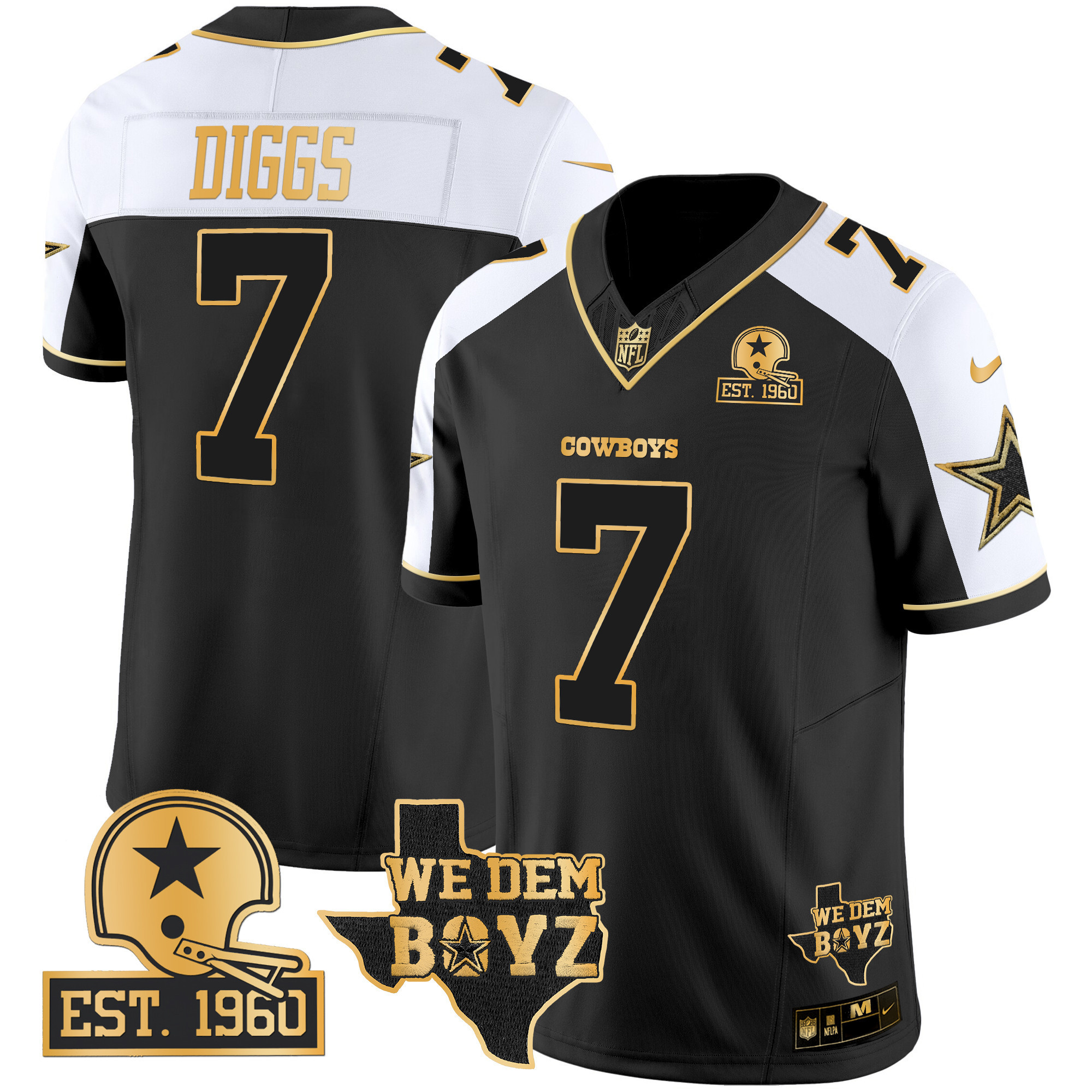 Men's Dallas Cowboys Est. 1960 & We Dem Boyz Patch Gold Vapor Limited Jersey V2 - All Stitched - Image 4