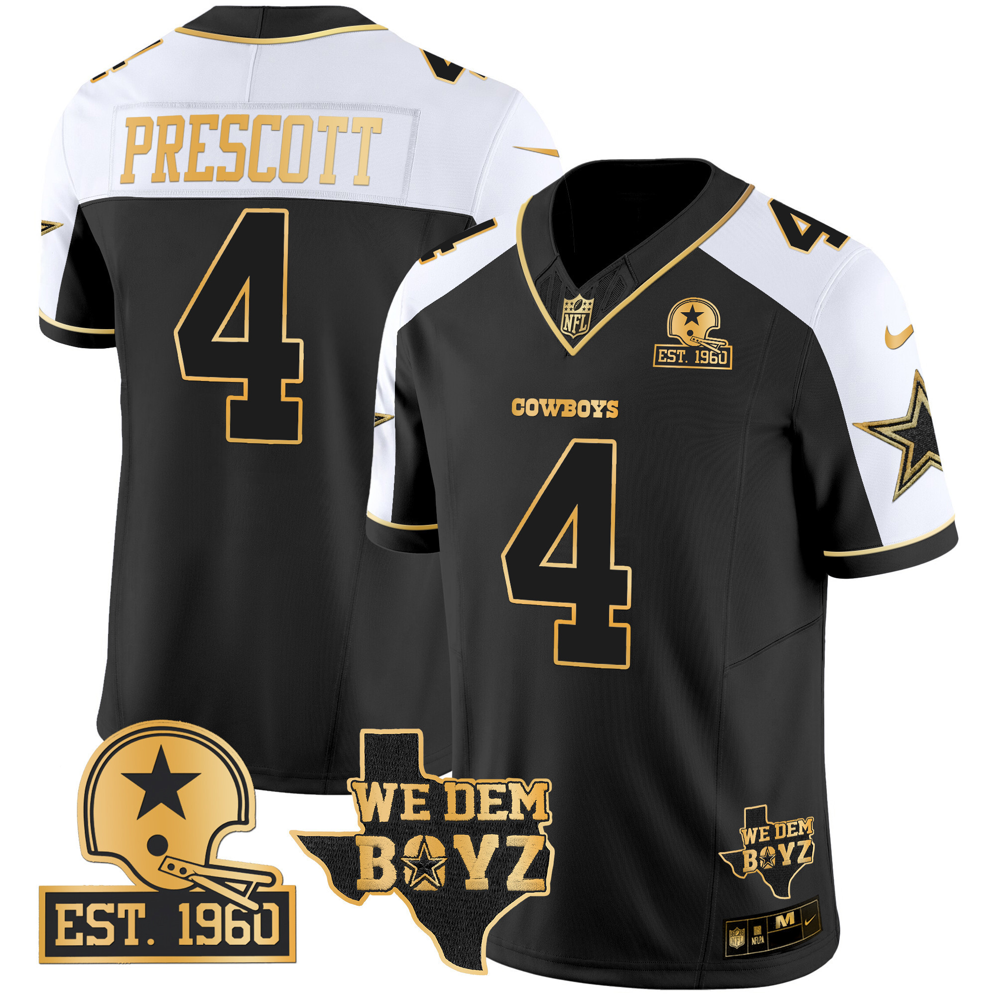 Men's Dallas Cowboys Est. 1960 & We Dem Boyz Patch Gold Vapor Limited Jersey V2 - All Stitched - Image 2