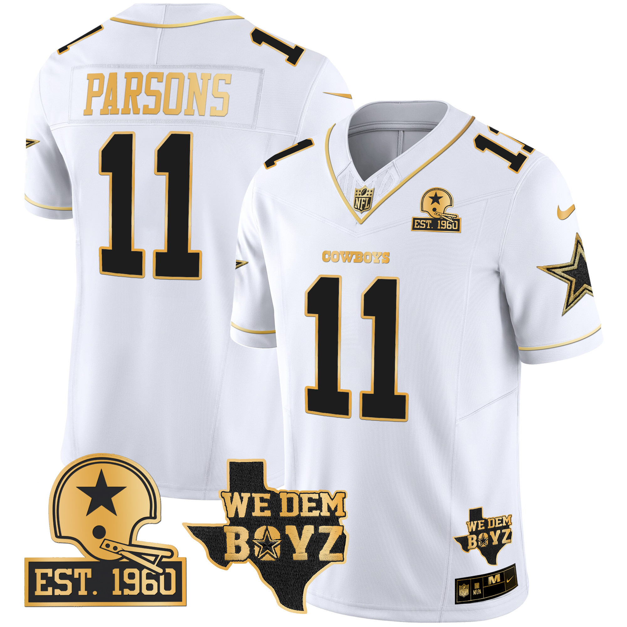Men's Dallas Cowboys Est. 1960 & We Dem Boyz Patch Gold Vapor Limited Jersey V2 - All Stitched - Image 22