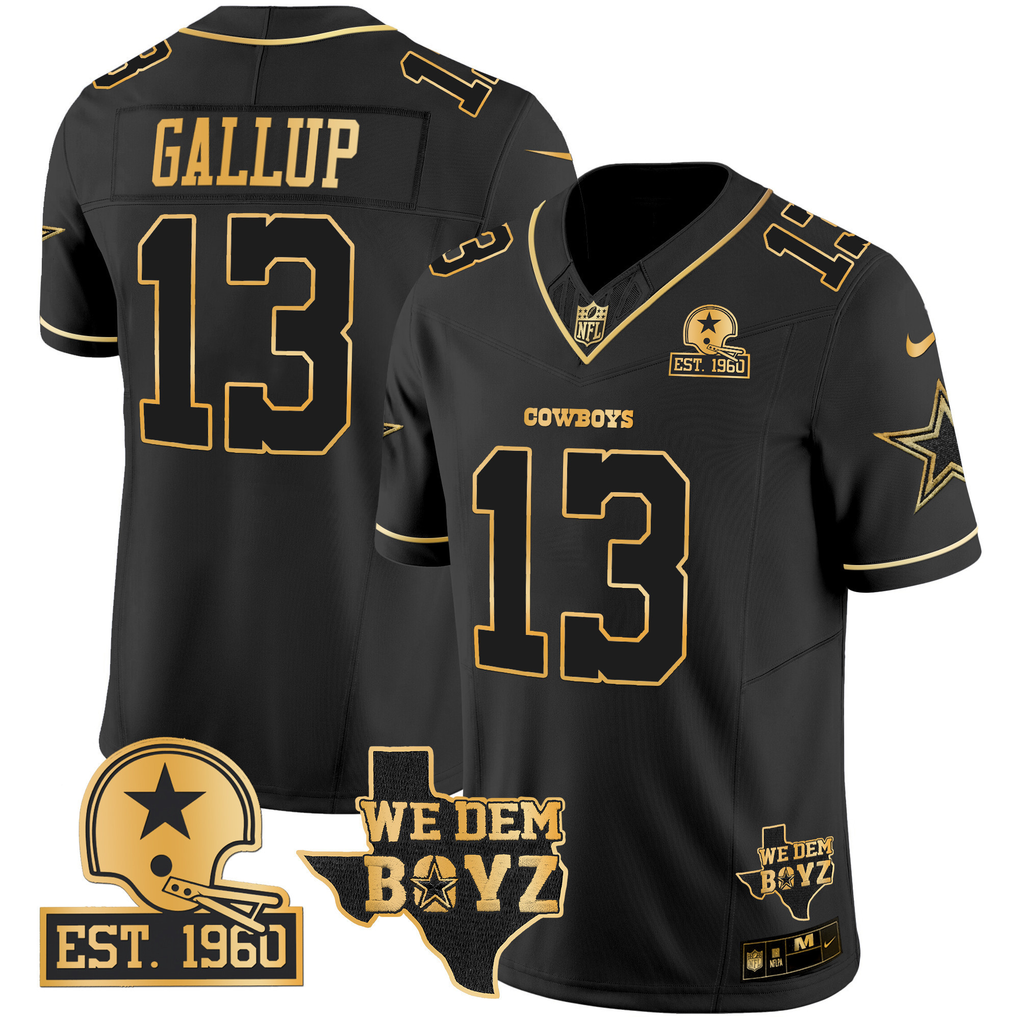 Men's Dallas Cowboys Est. 1960 & We Dem Boyz Patch Gold Vapor Limited Jersey V2 - All Stitched - Image 20