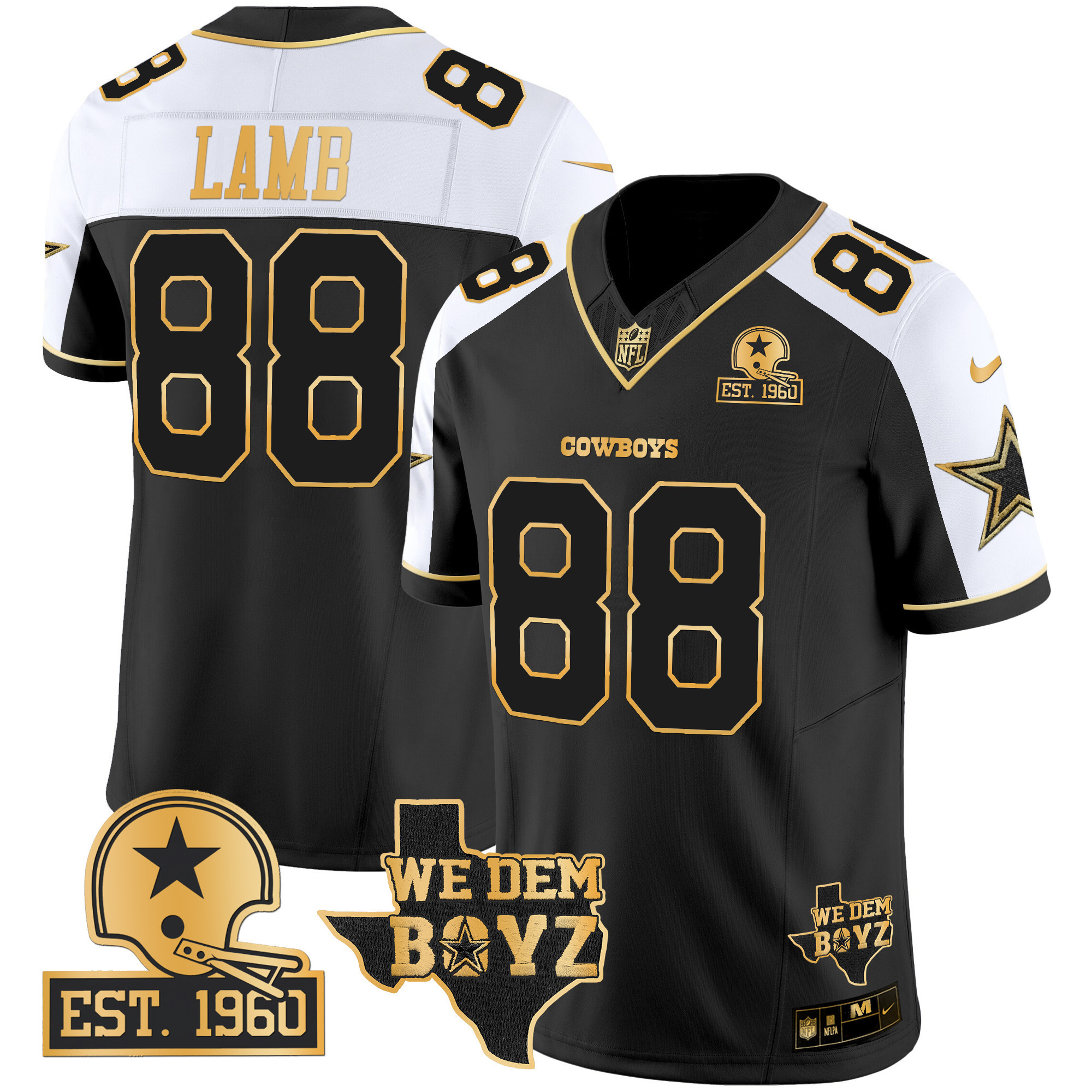 Men's Dallas Cowboys Est. 1960 & We Dem Boyz Patch Gold Vapor Limited Jersey V2 - All Stitched - Image 3