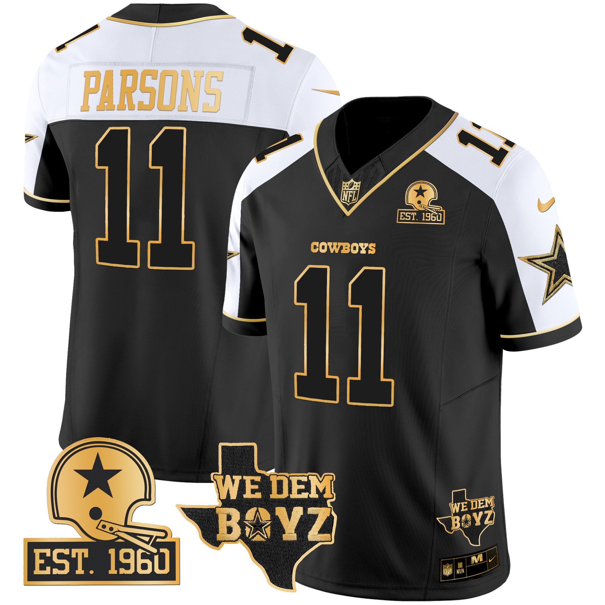Men's Dallas Cowboys Est. 1960 & We Dem Boyz Patch Gold Vapor Limited Jersey V2 - All Stitched