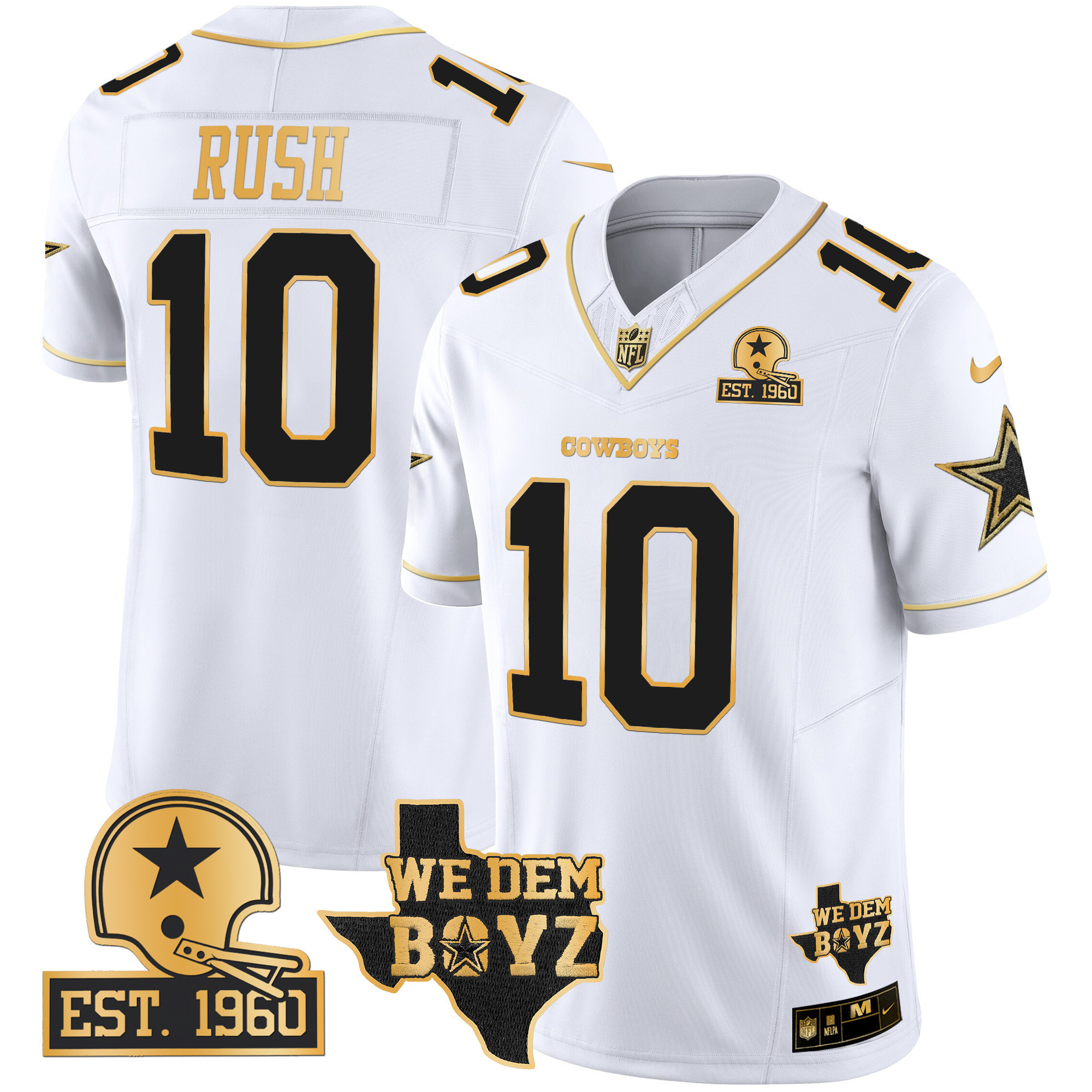 Men's Dallas Cowboys Est. 1960 & We Dem Boyz Patch Gold Vapor Limited Jersey V2 - All Stitched - Image 26