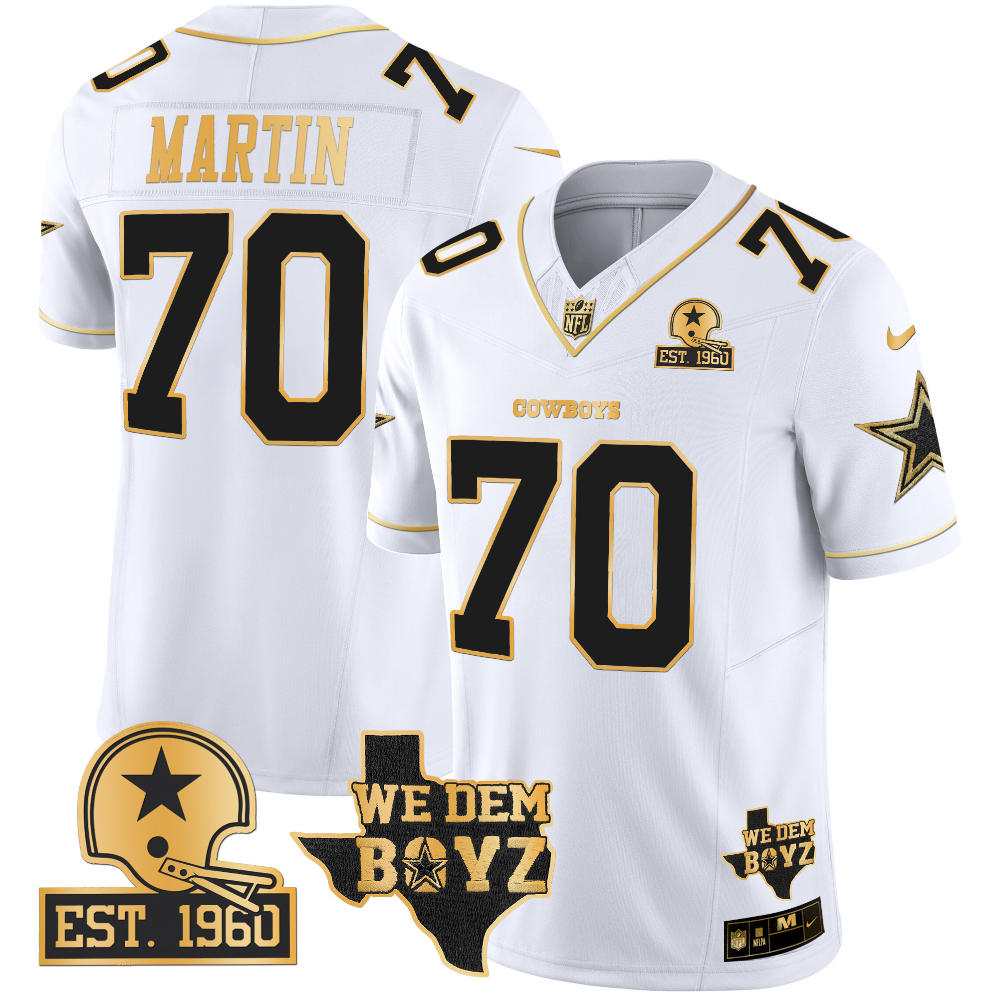 Men's Dallas Cowboys Est. 1960 & We Dem Boyz Patch Gold Vapor Limited Jersey V2 - All Stitched - Image 28