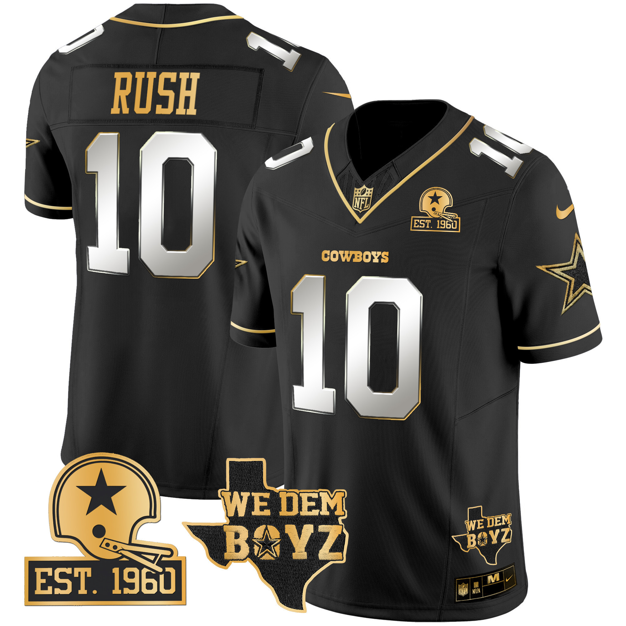 Men's Dallas Cowboys Est. 1960 & We Dem Boyz Patch Gold Vapor Limited Jersey V2 - All Stitched - Image 12