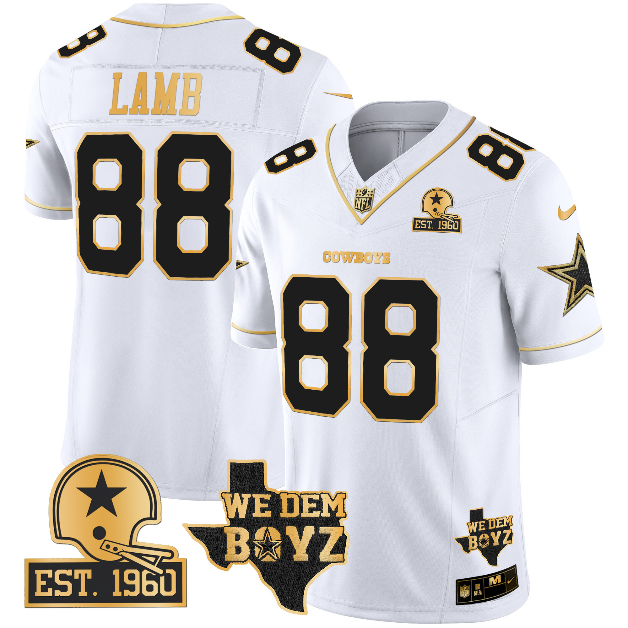 Men's Dallas Cowboys Est. 1960 & We Dem Boyz Patch Gold Vapor Limited Jersey V2 - All Stitched - Image 24