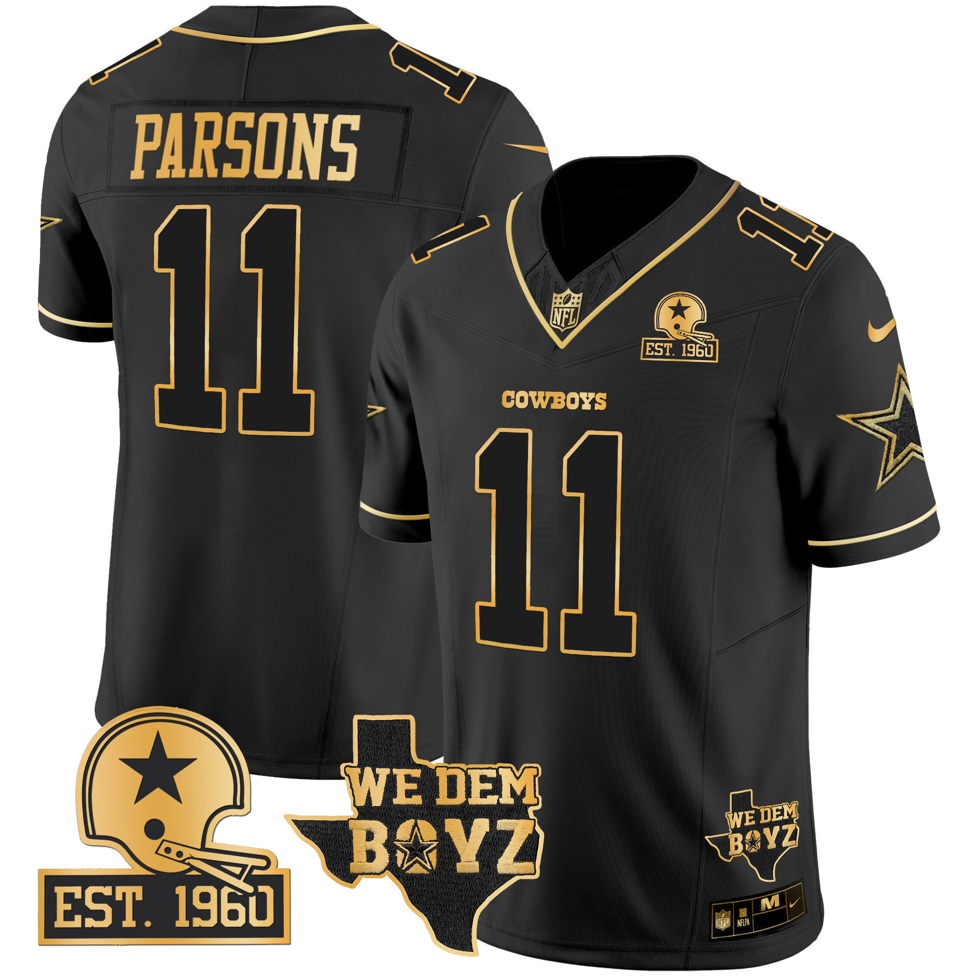 Men's Dallas Cowboys Est. 1960 & We Dem Boyz Patch Gold Vapor Limited Jersey V2 - All Stitched - Image 15