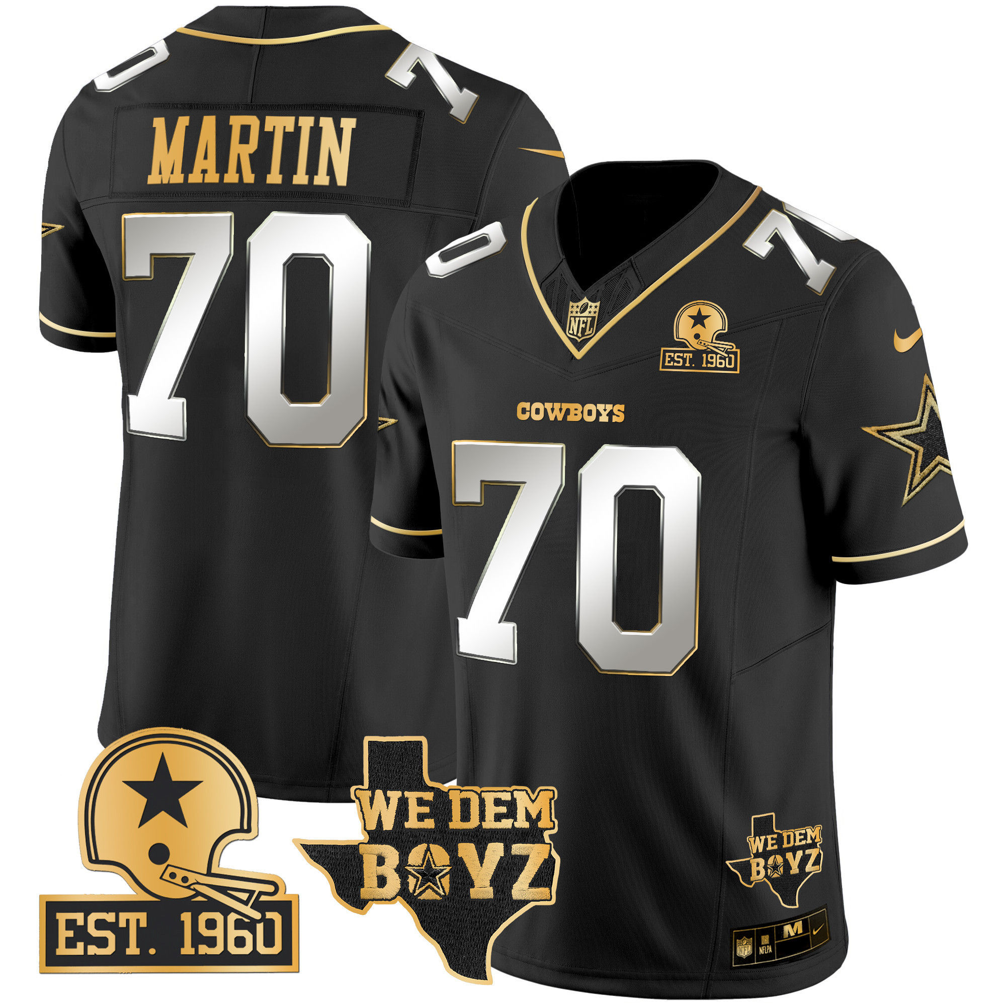 Men's Dallas Cowboys Est. 1960 & We Dem Boyz Patch Gold Vapor Limited Jersey V2 - All Stitched - Image 14