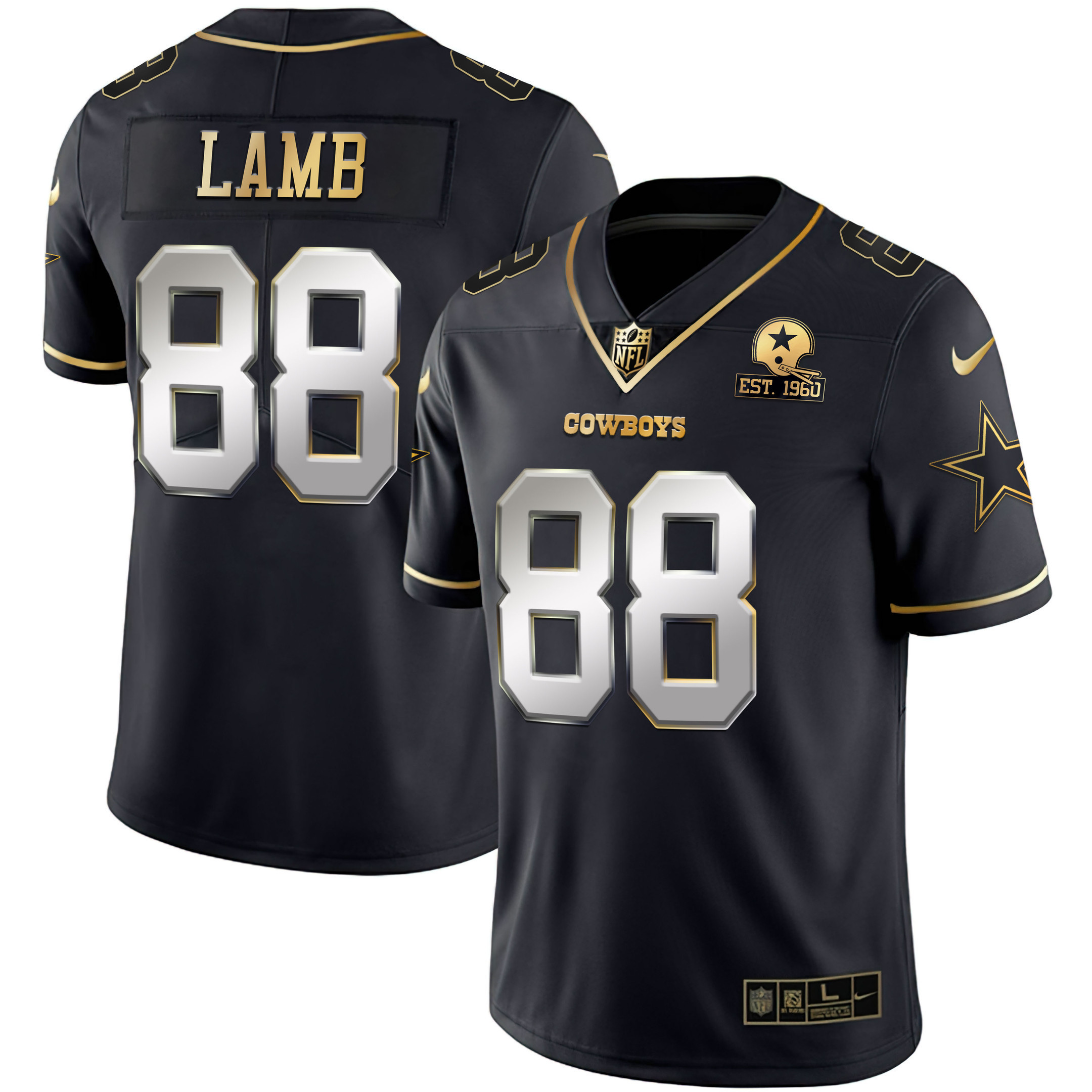 Men's Dallas Cowboys Gold & Split Vapor Est 1960 Patch Jersey - All Stitched - Image 12