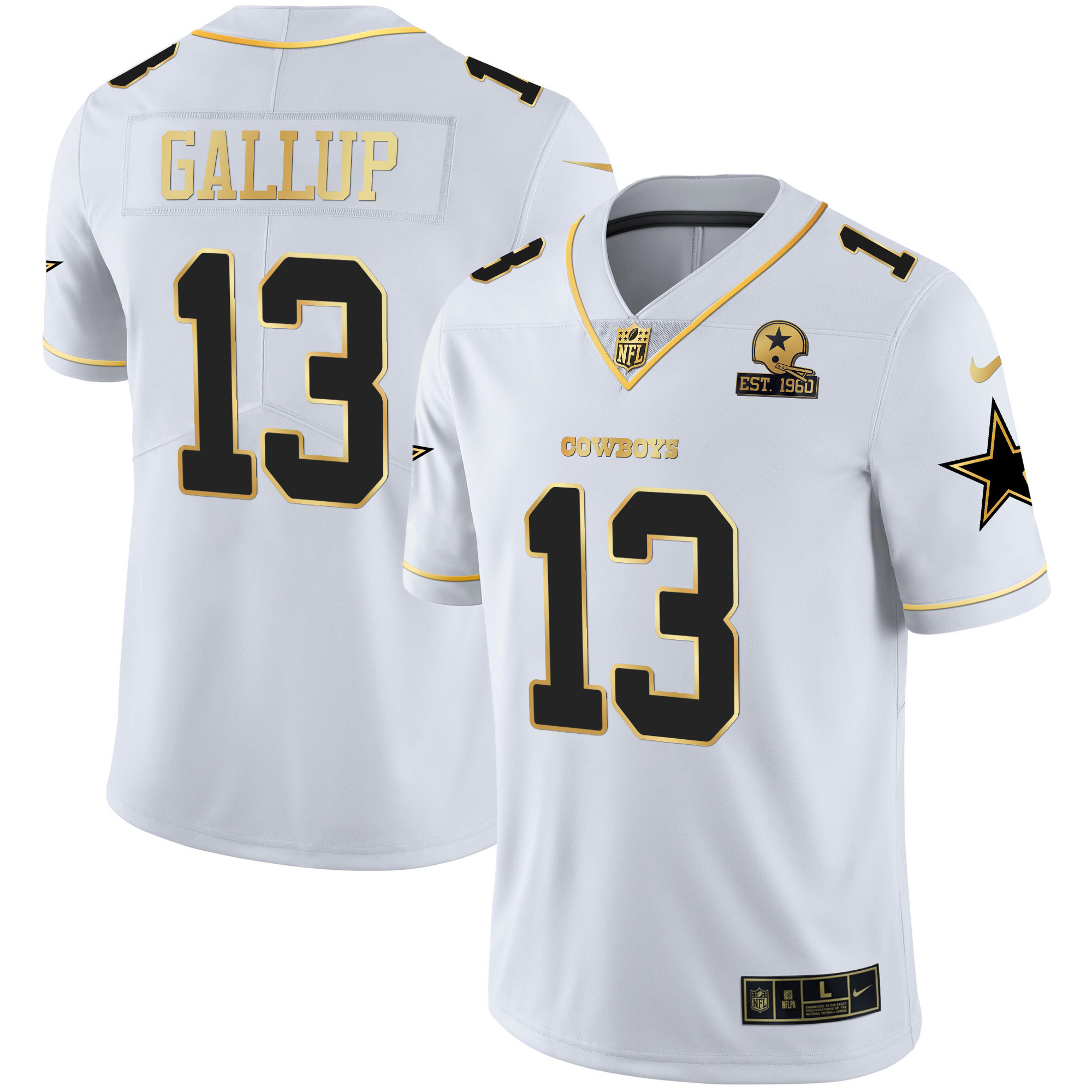 Men's Dallas Cowboys Gold & Split Vapor Est 1960 Patch Jersey - All Stitched - Image 17