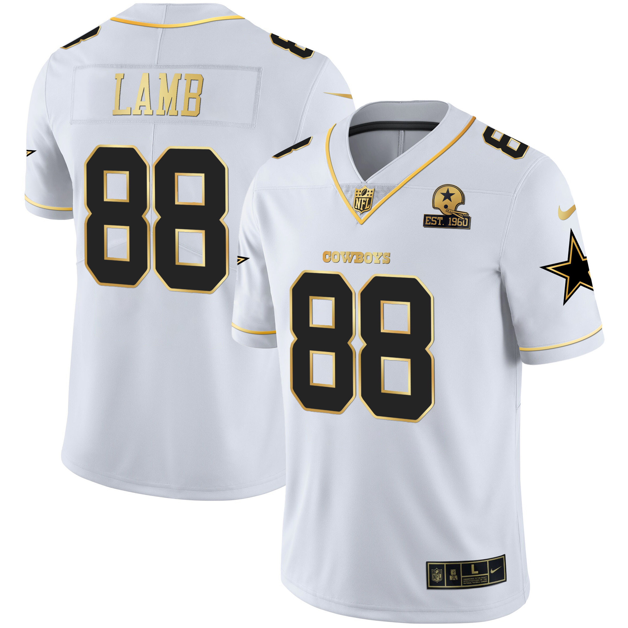 Men's Dallas Cowboys Gold & Split Vapor Est 1960 Patch Jersey - All Stitched - Image 19