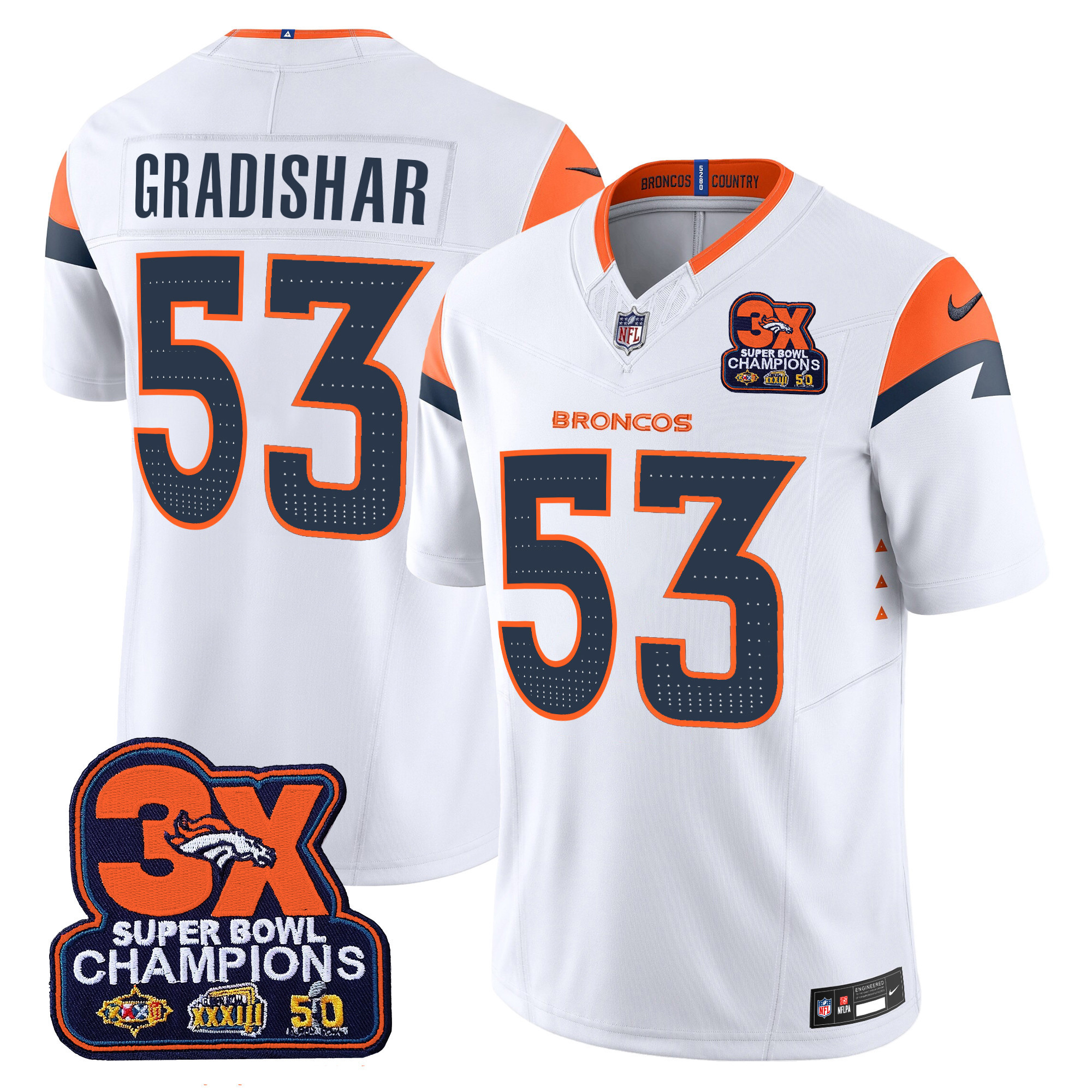 Men's Denver Broncos 3-Time Champions Patch Vapor Limited Jersey - All Stitched - Image 14
