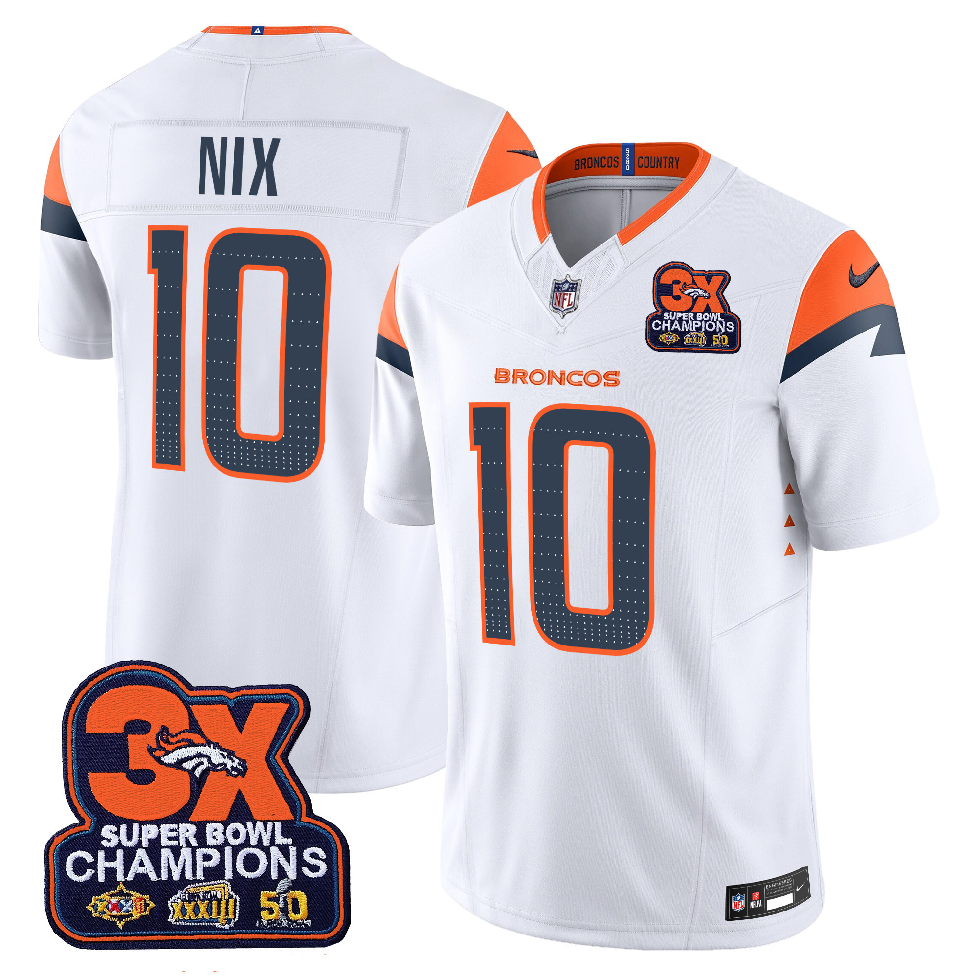 Men's Denver Broncos 3-Time Champions Patch Vapor Limited Jersey - All Stitched - Image 8