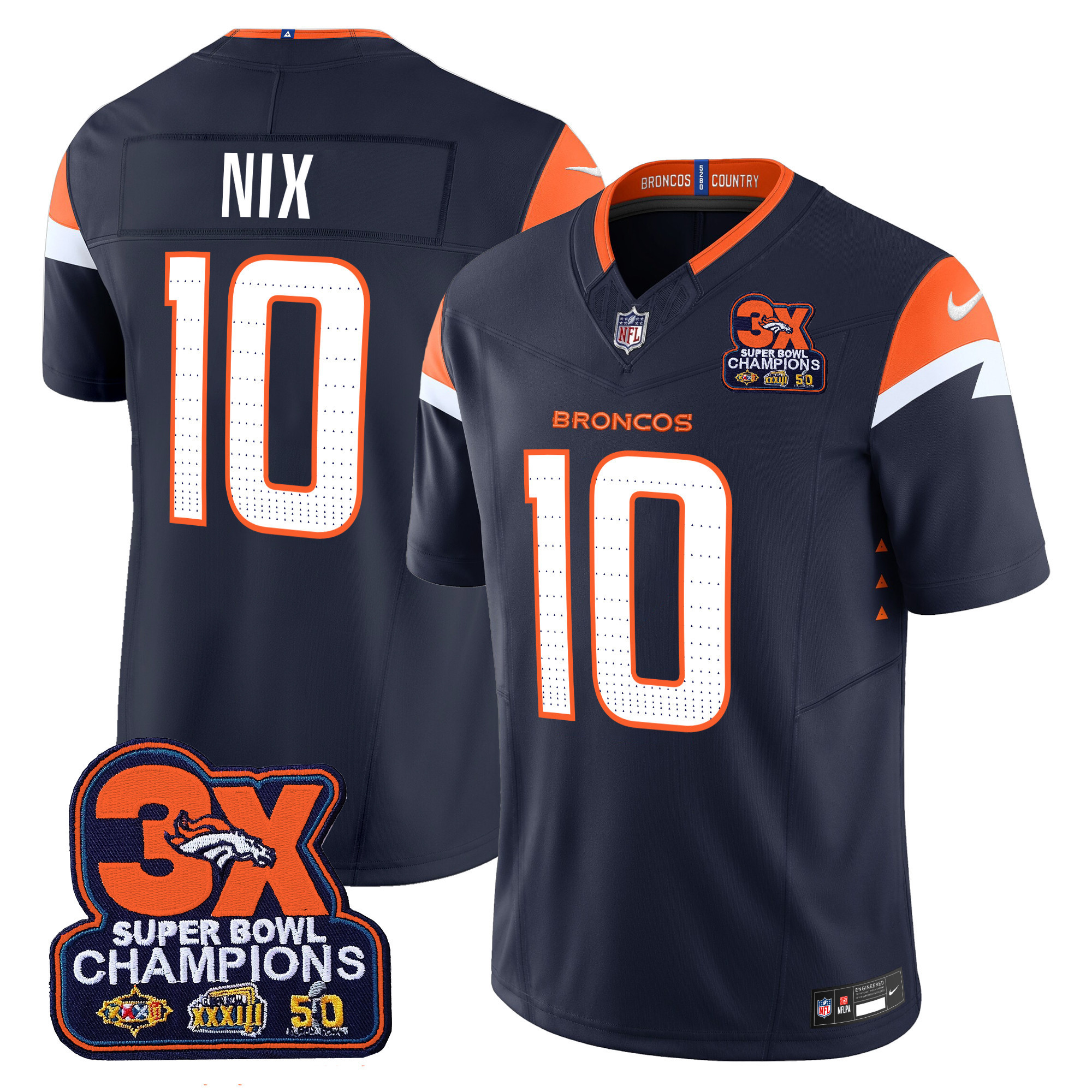 Men's Denver Broncos 3-Time Champions Patch Vapor Limited Jersey - All Stitched - Image 15