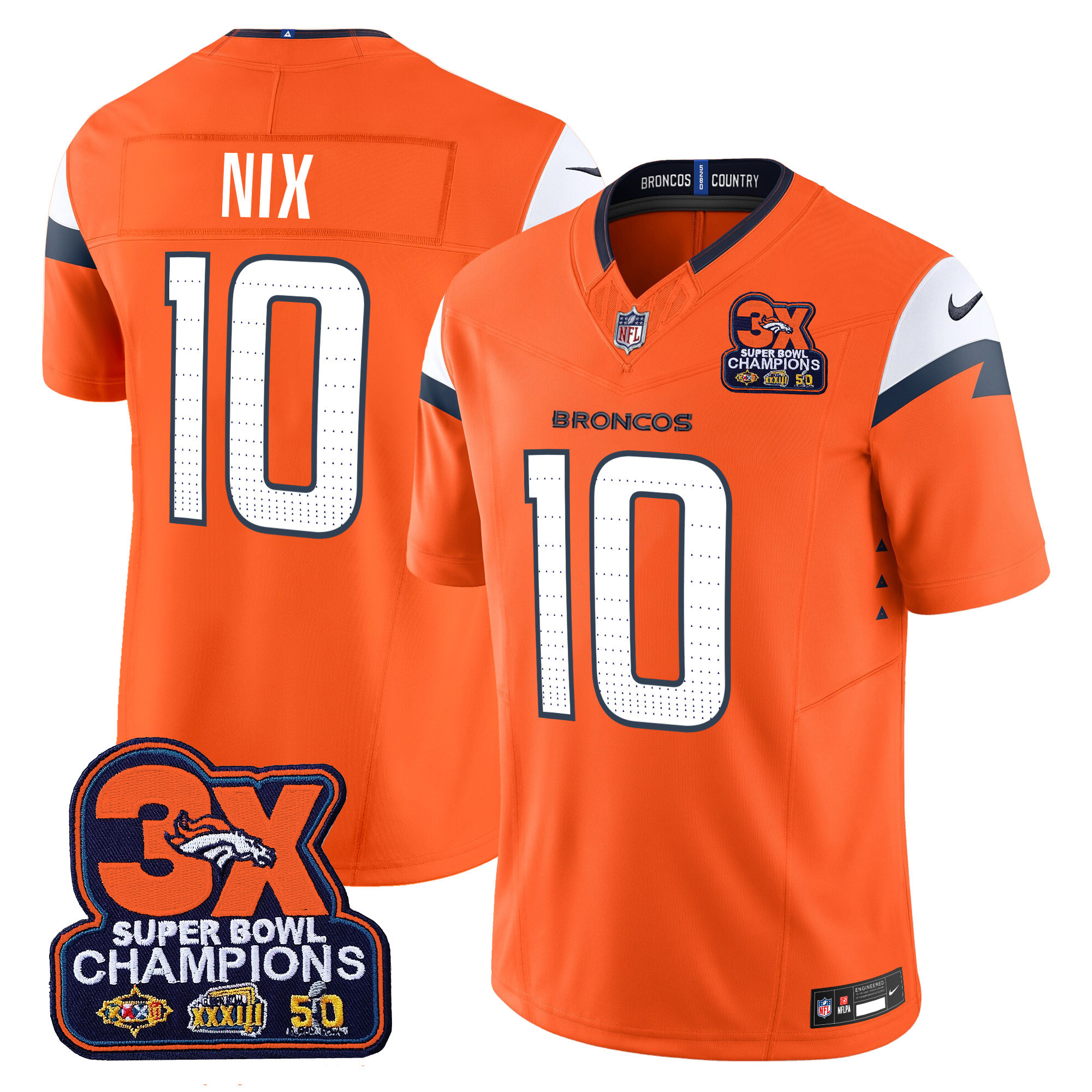 Men's Denver Broncos 3-Time Champions Patch Vapor Limited Jersey - All Stitched