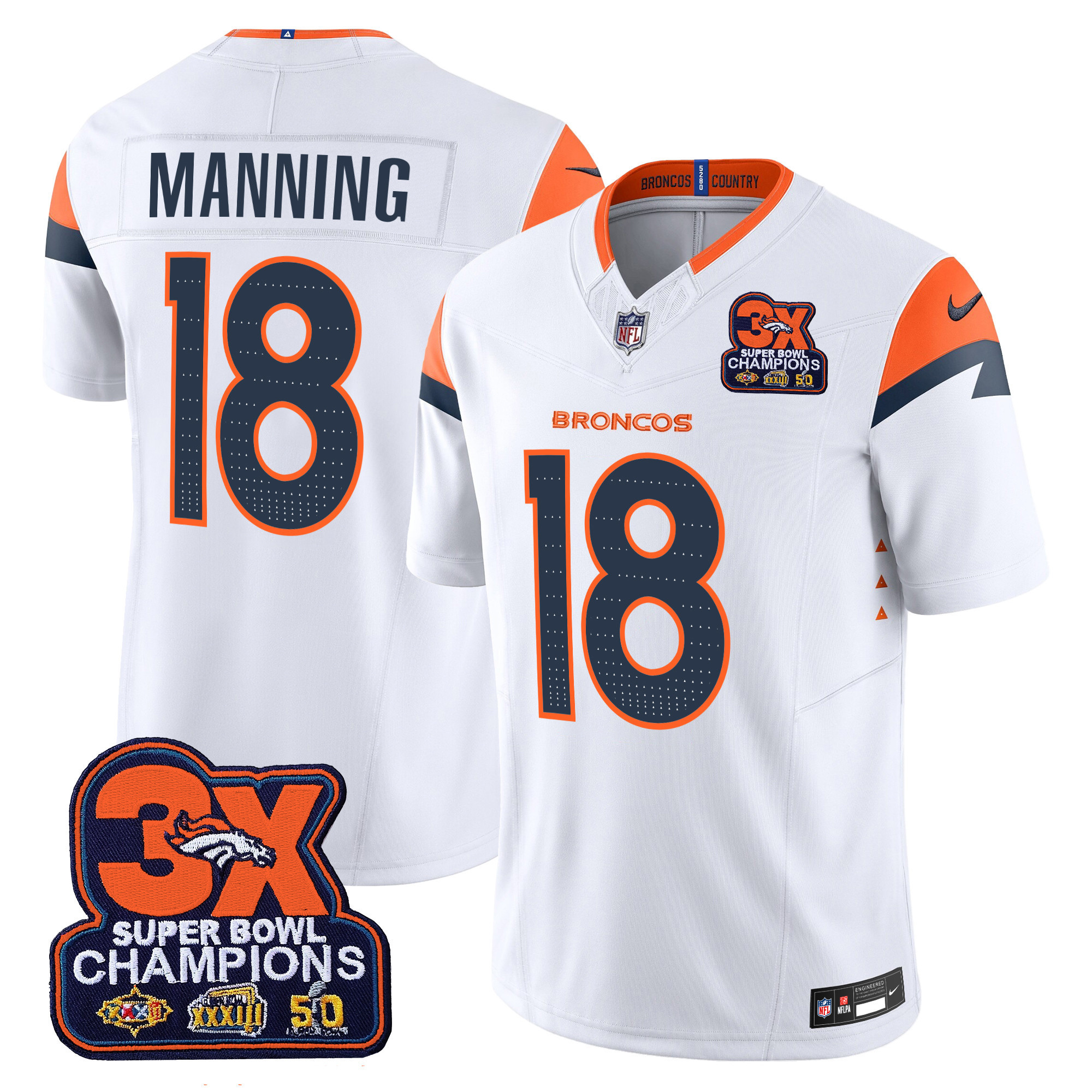 Men's Denver Broncos 3-Time Champions Patch Vapor Limited Jersey - All Stitched - Image 12