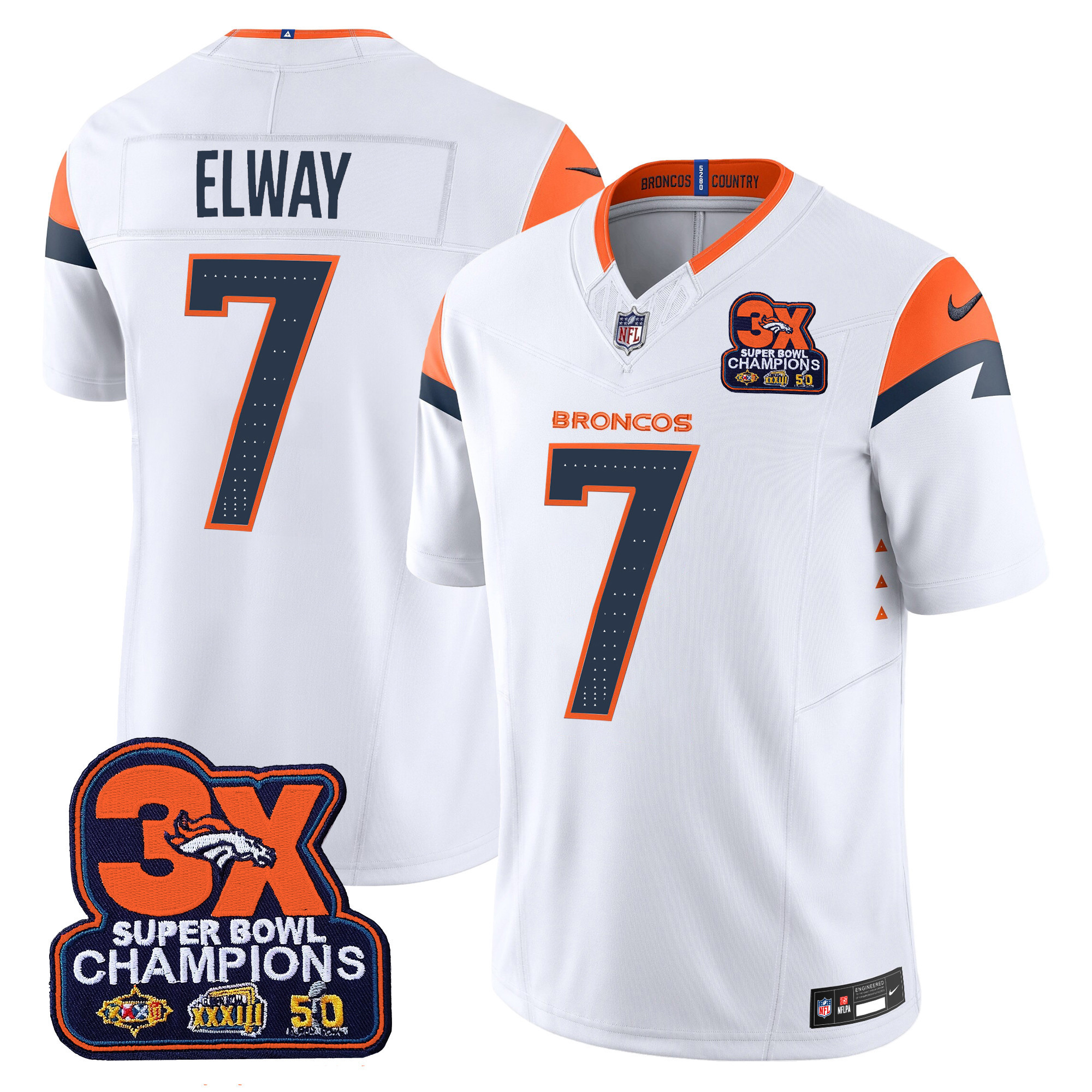 Men's Denver Broncos 3-Time Champions Patch Vapor Limited Jersey - All Stitched - Image 13