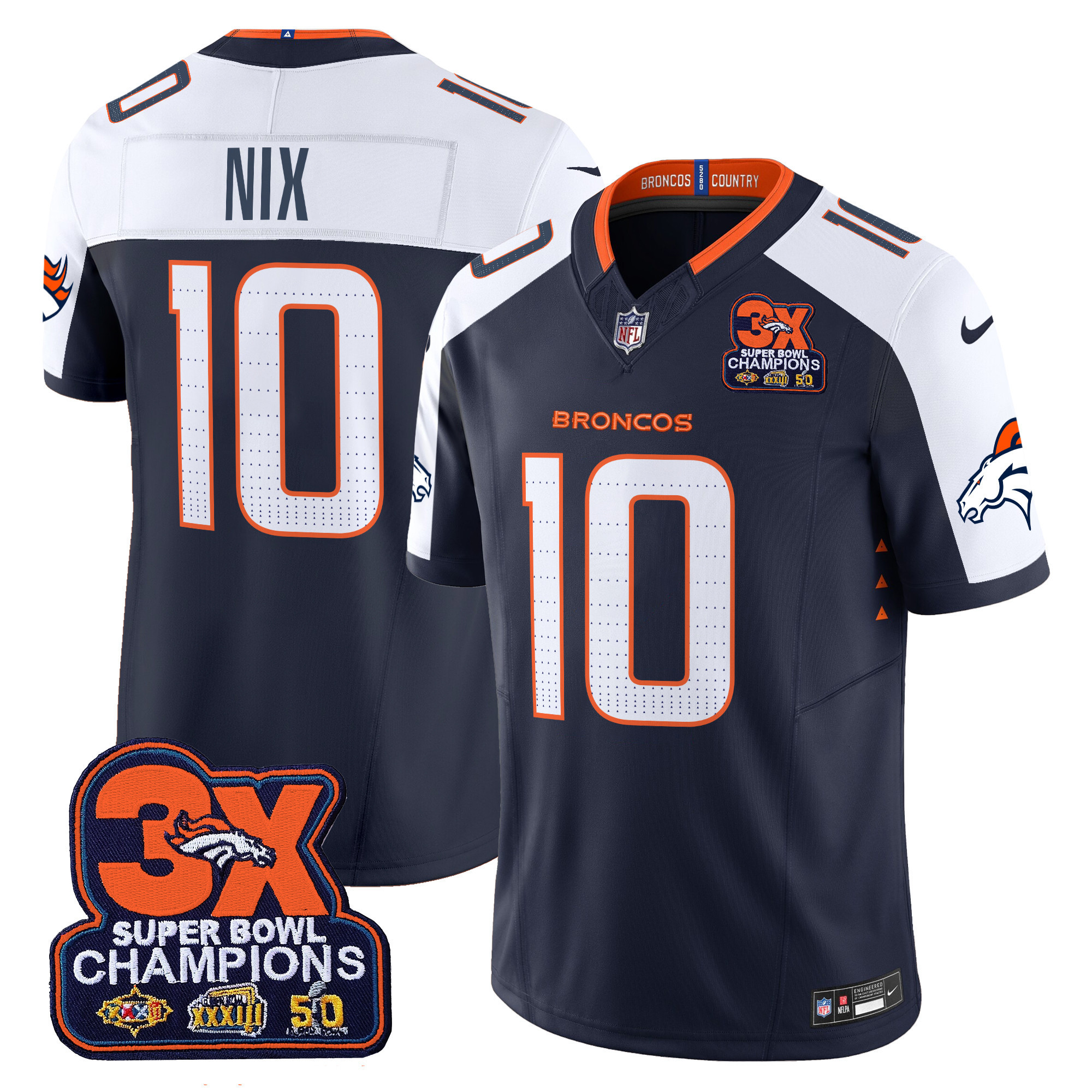 Men's Denver Broncos 3-Time Champions Patch Vapor Limited Jersey - All Stitched - Image 29