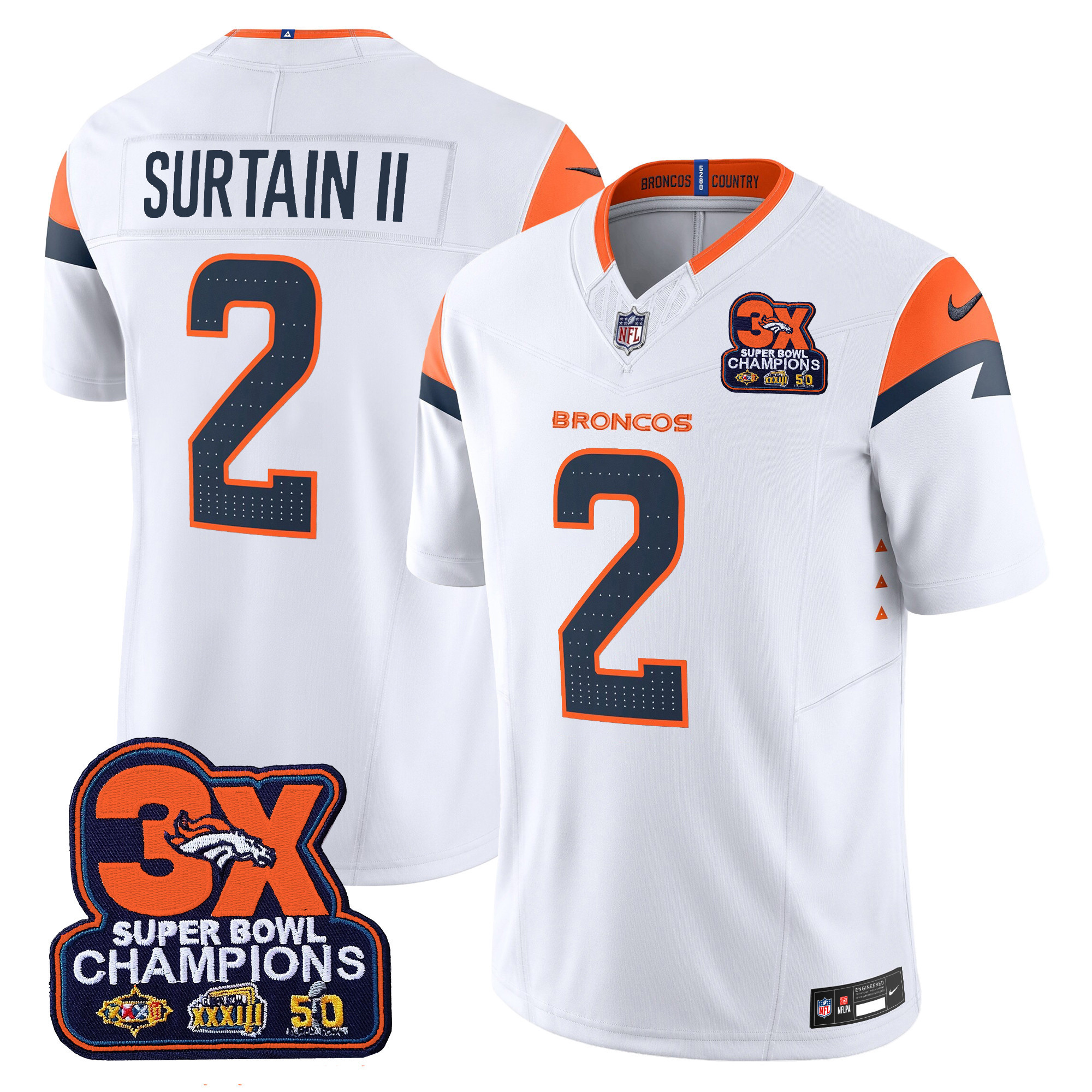 Men's Denver Broncos 3-Time Champions Patch Vapor Limited Jersey - All Stitched - Image 9