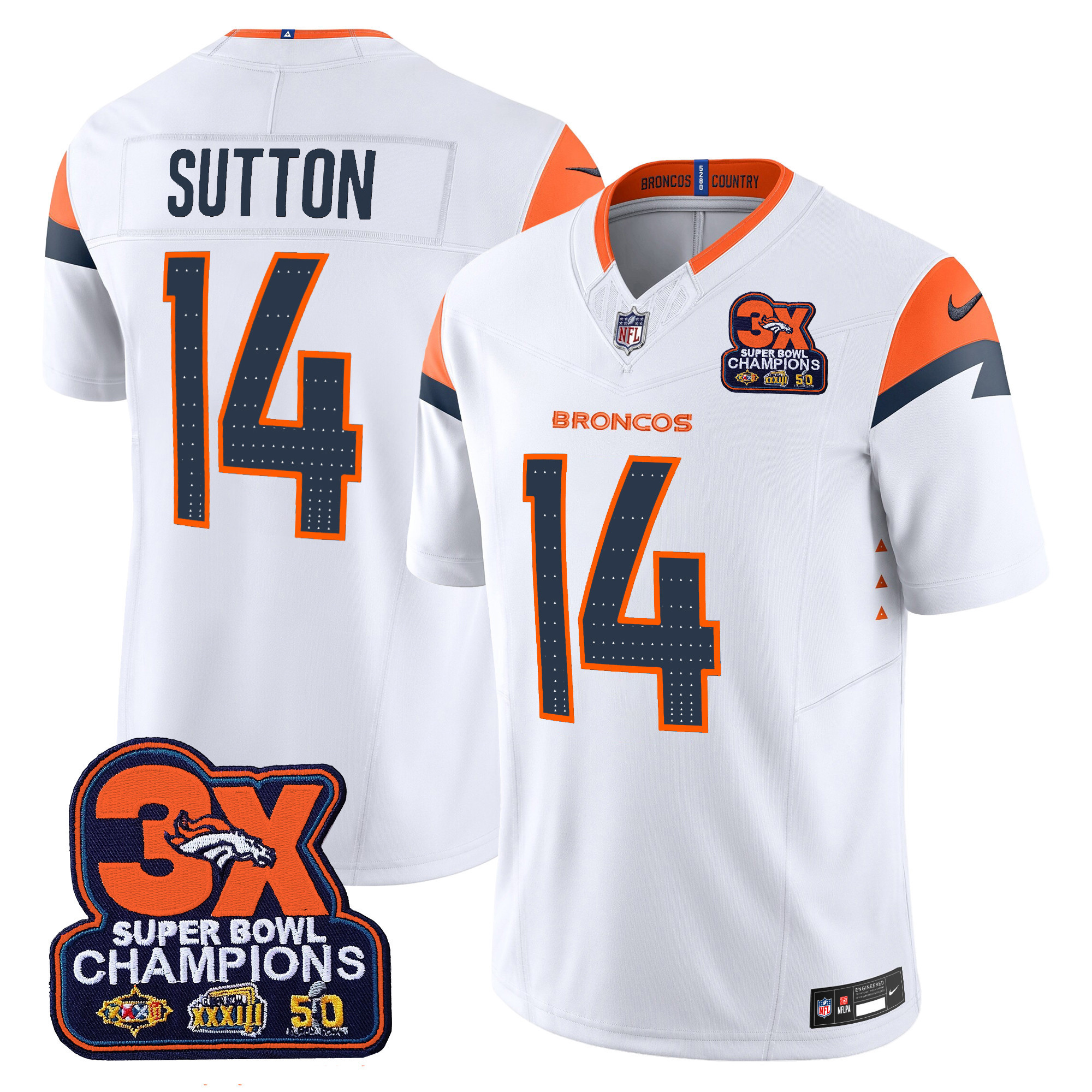 Men's Denver Broncos 3-Time Champions Patch Vapor Limited Jersey - All Stitched - Image 10