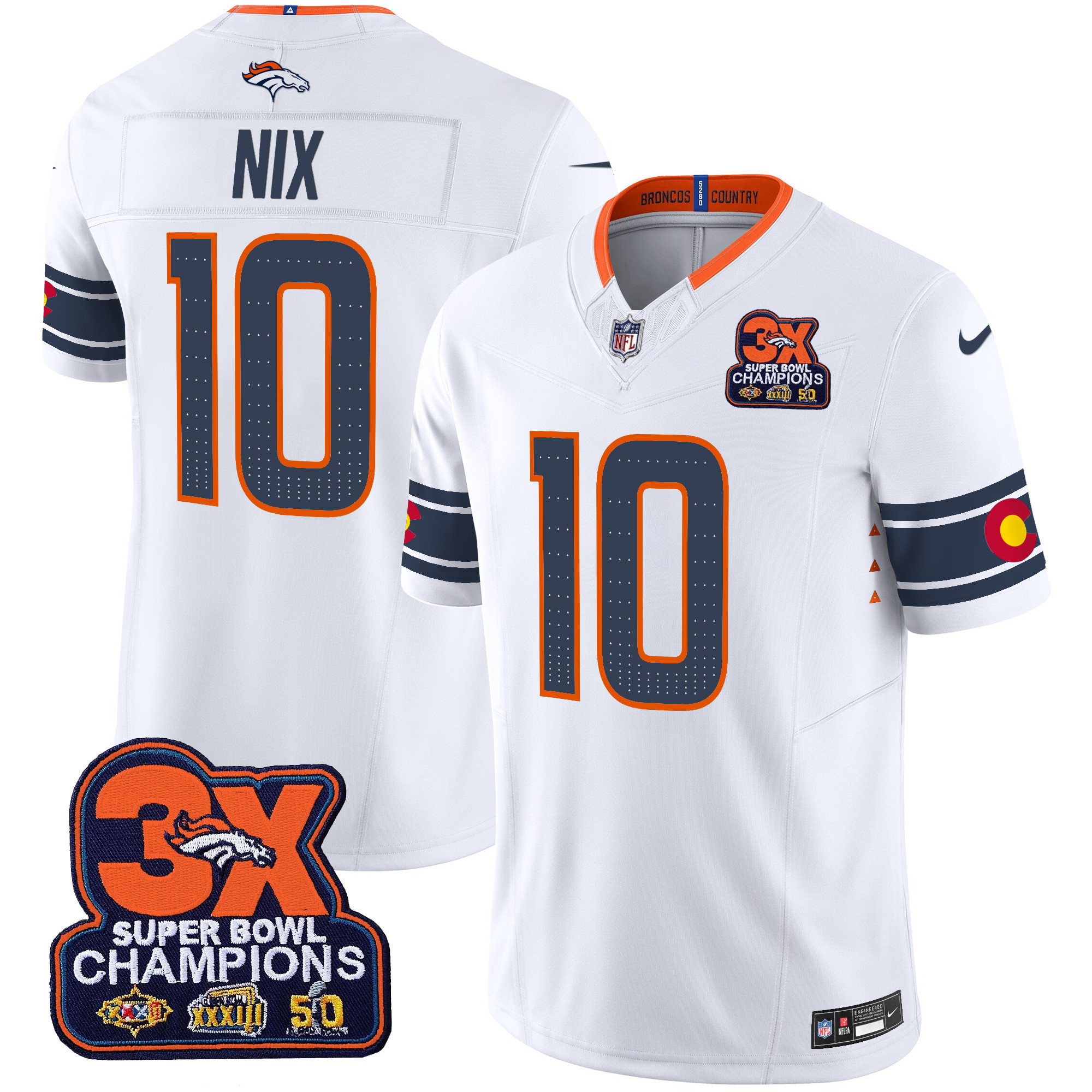 Men's Denver Broncos 3x Patch "Colorado Flag" Vapor Limited Jersey - All Stitched - Image 8