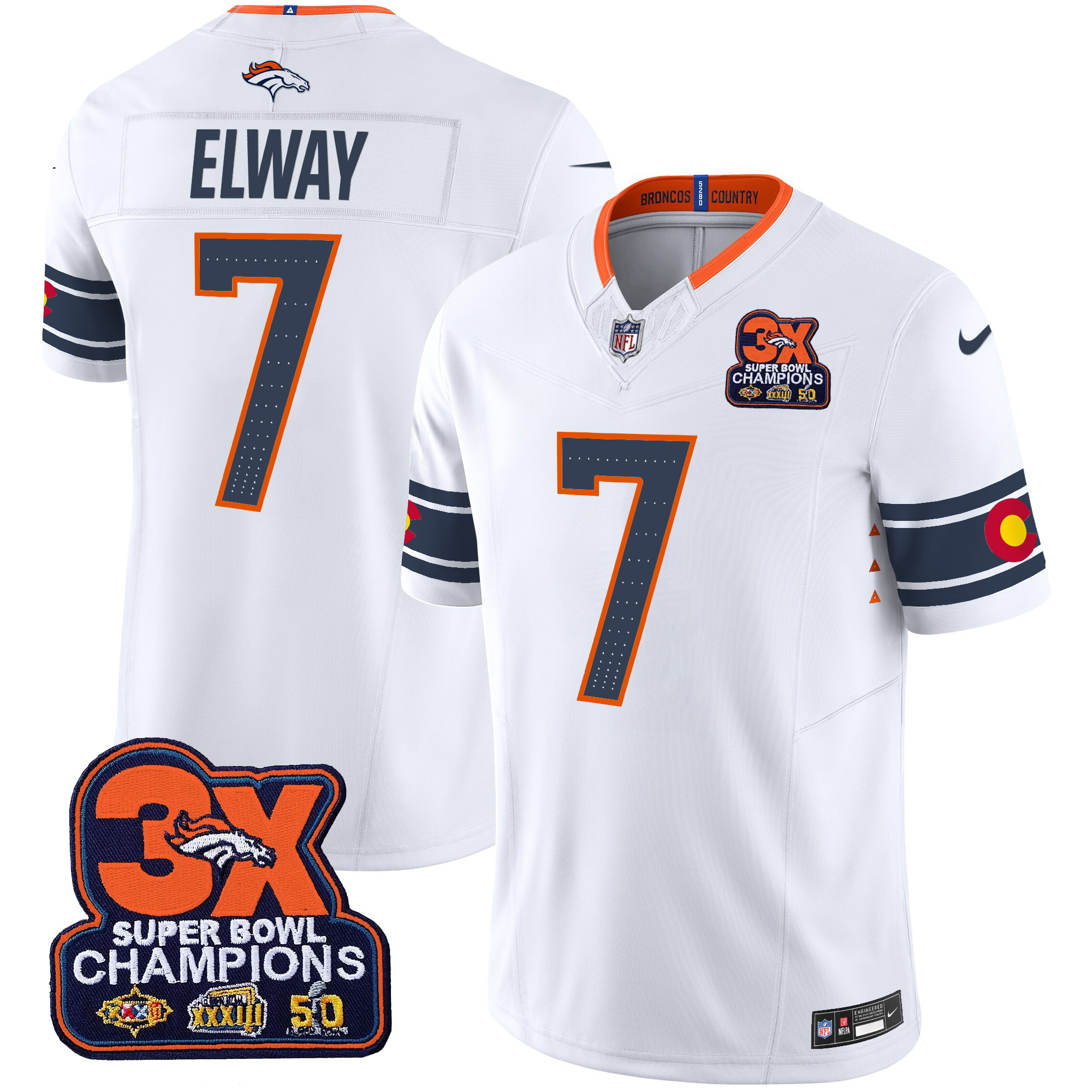 Men's Denver Broncos 3x Patch "Colorado Flag" Vapor Limited Jersey - All Stitched - Image 13