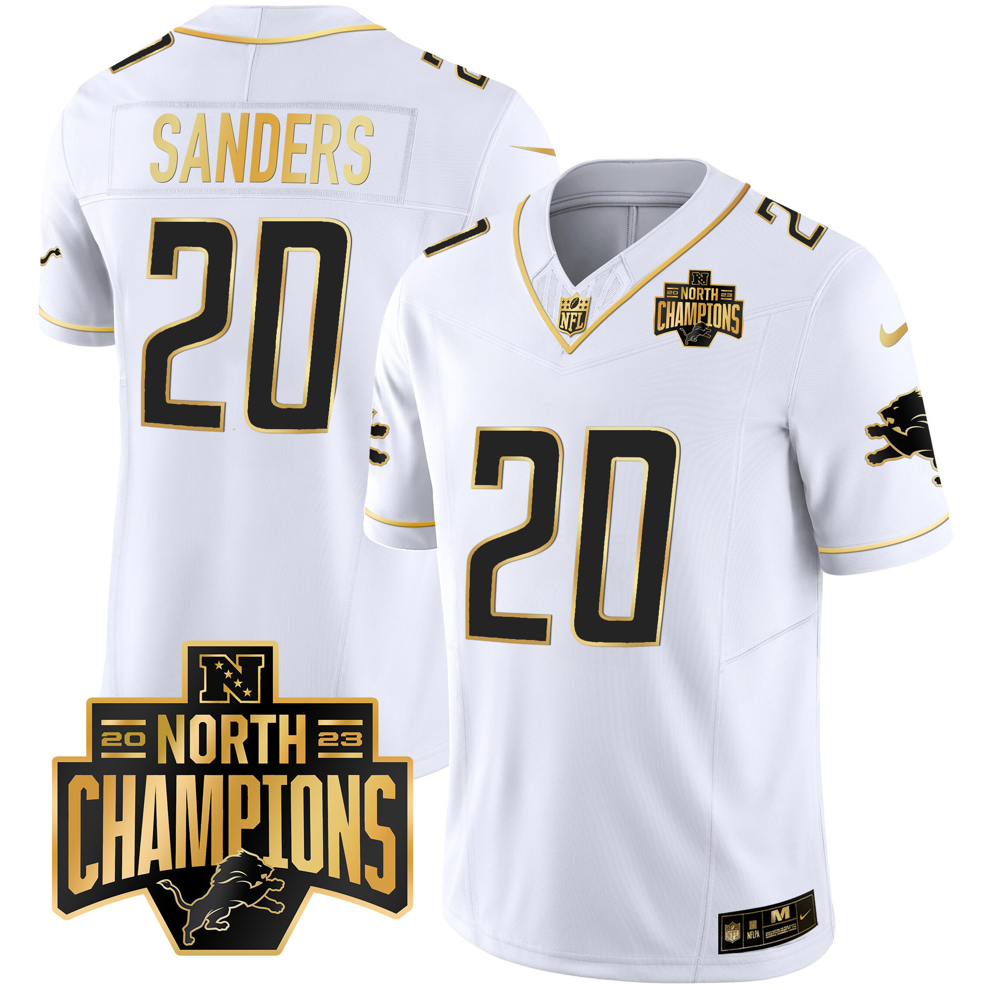Men's Detroit Lions 2023 NFC North Division Champions Patch Vapor Gold Jersey - All Stitched - Image 23