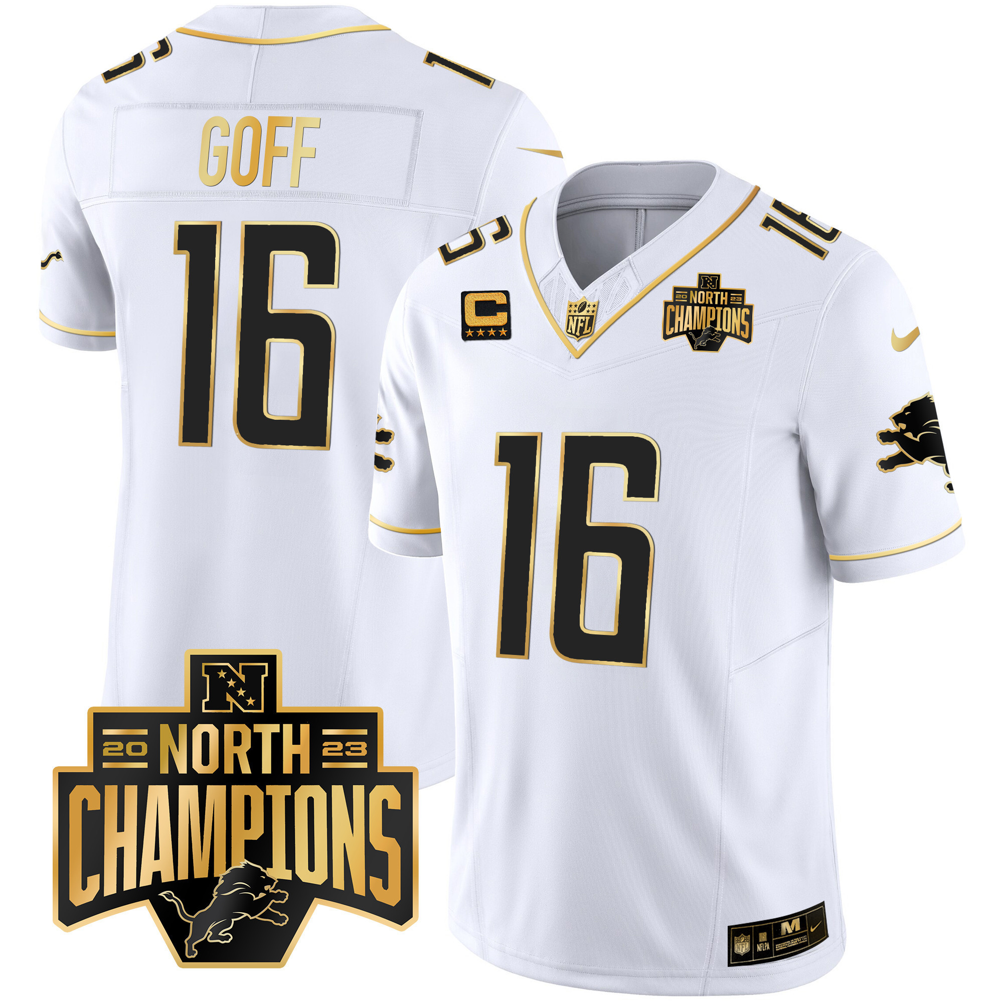 Men's Detroit Lions 2023 NFC North Division Champions Patch Vapor Gold Jersey - All Stitched - Image 20